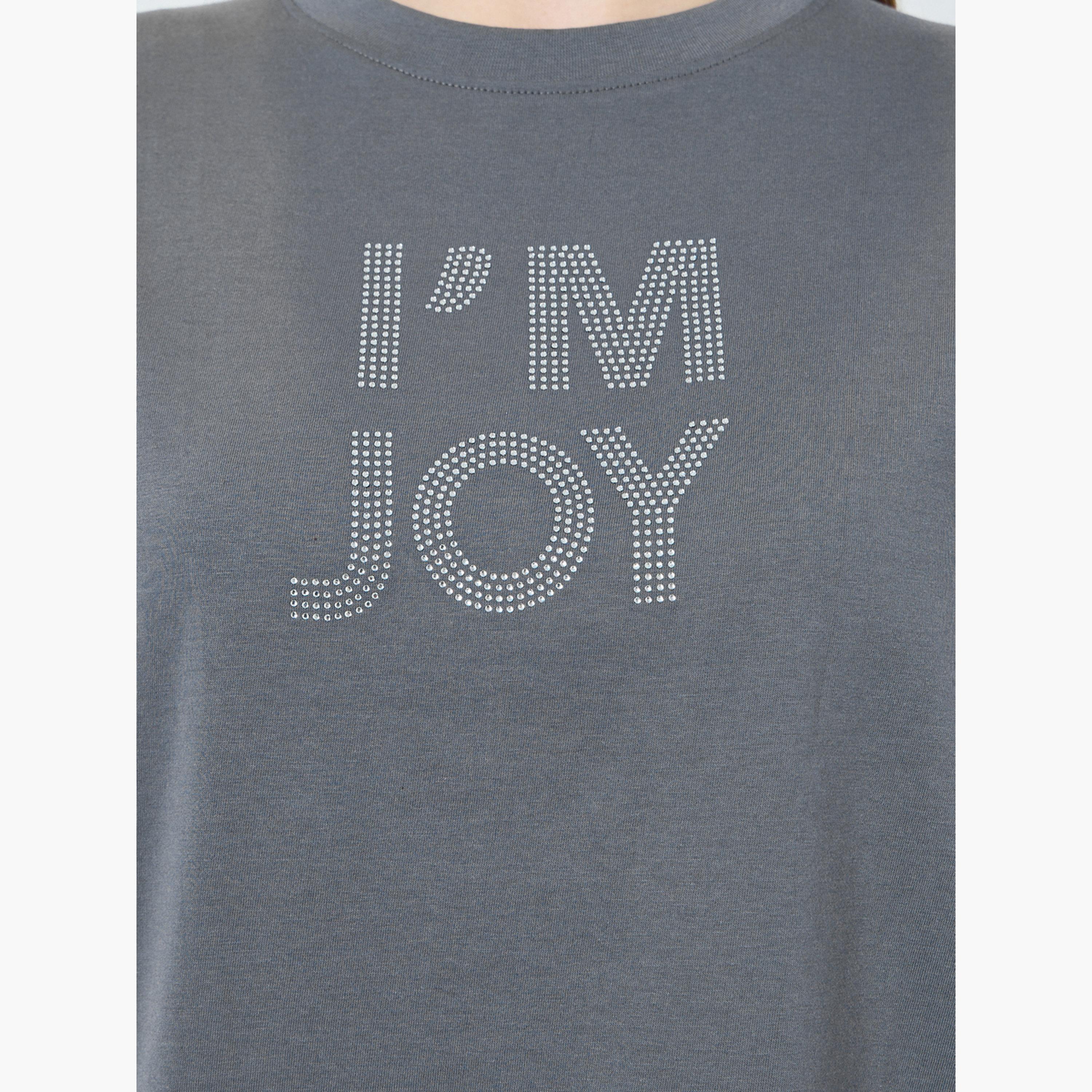 Styli Women Grey Slogan Print T-Shirt-women-clothing-tshirts-image-3