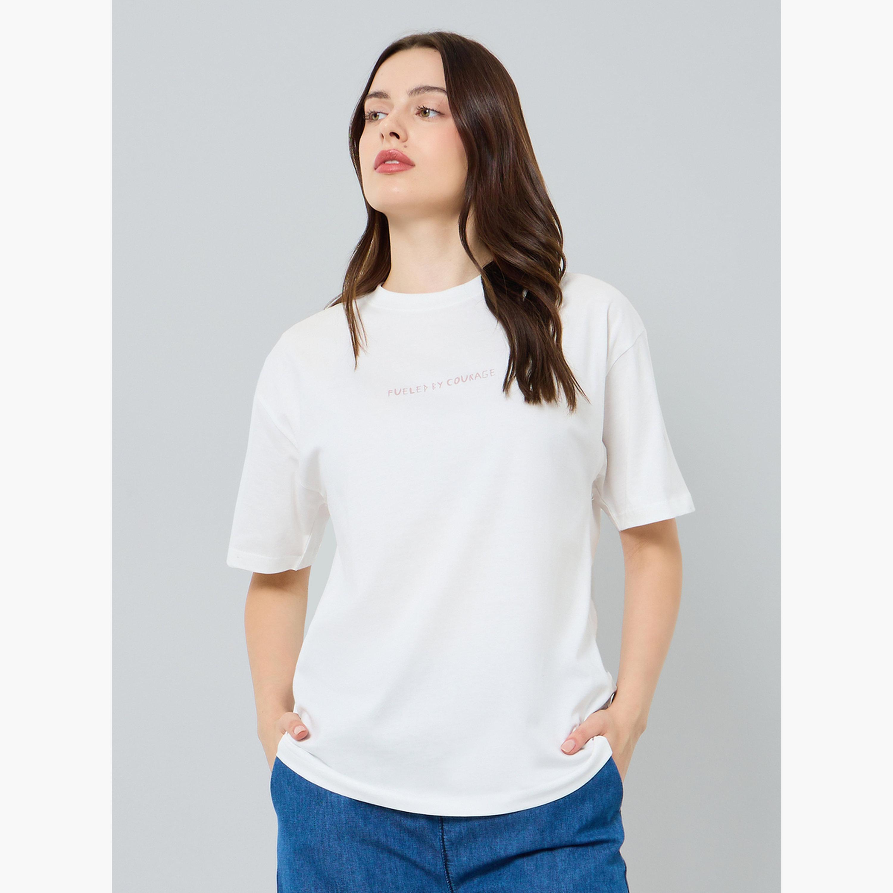 تيشيرت قطن بطبعة جرافيك وأكمام قصيرة-women-clothing-tshirts-image-1