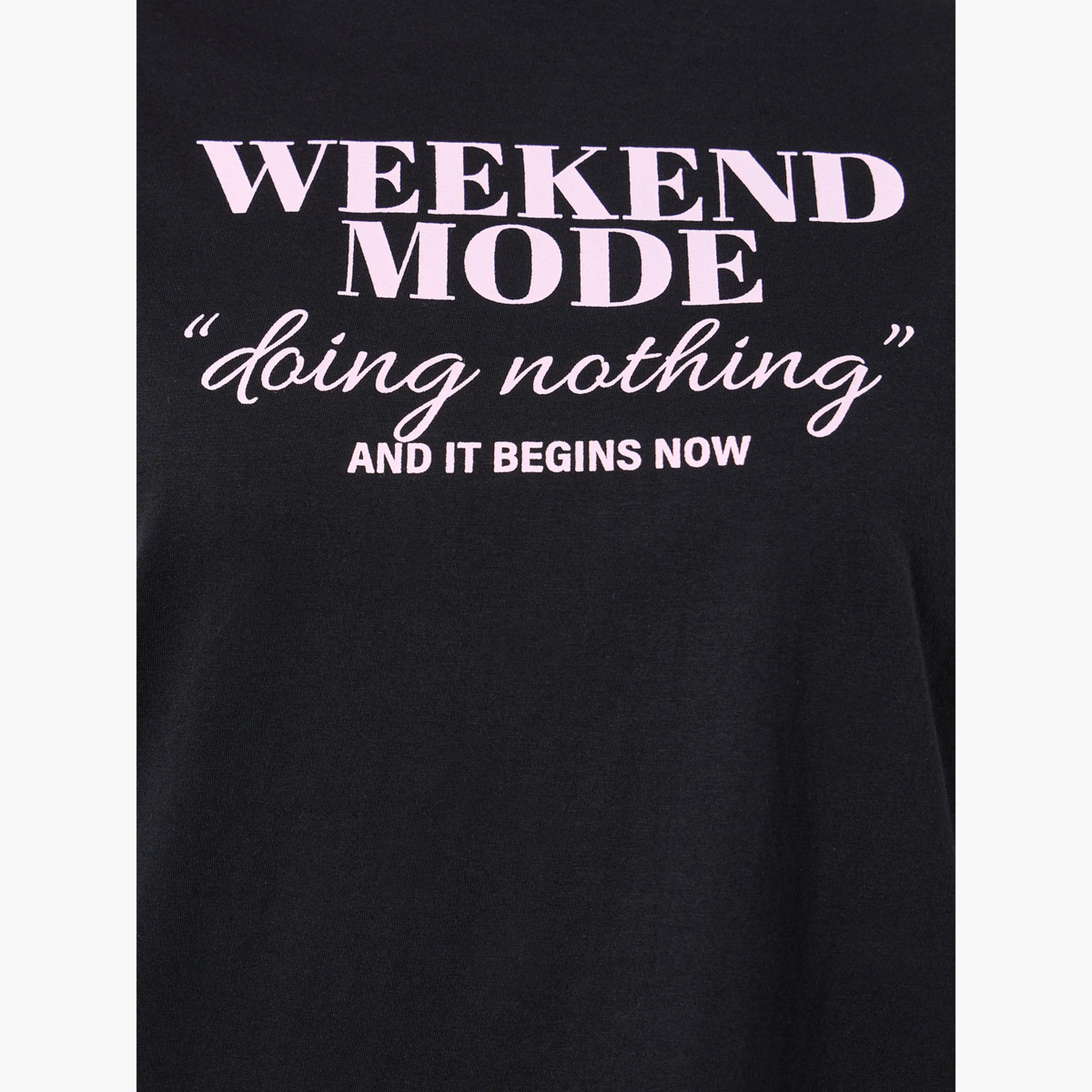 Styli Women Black Slogan Print T-Shirt-women-clothing-tshirts-image-4