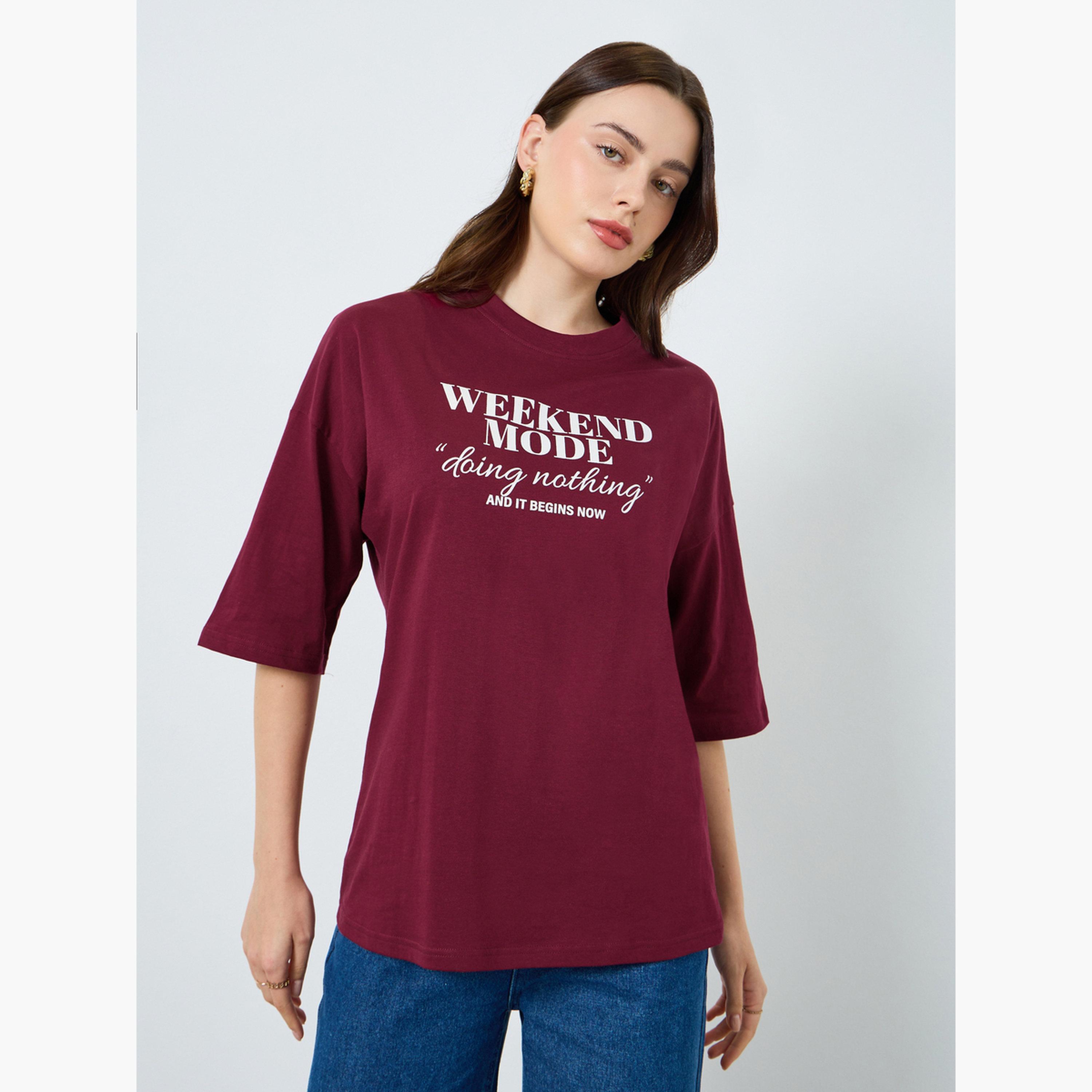 تيشيرت بطبعة شعار-women-clothing-tshirts-image-1