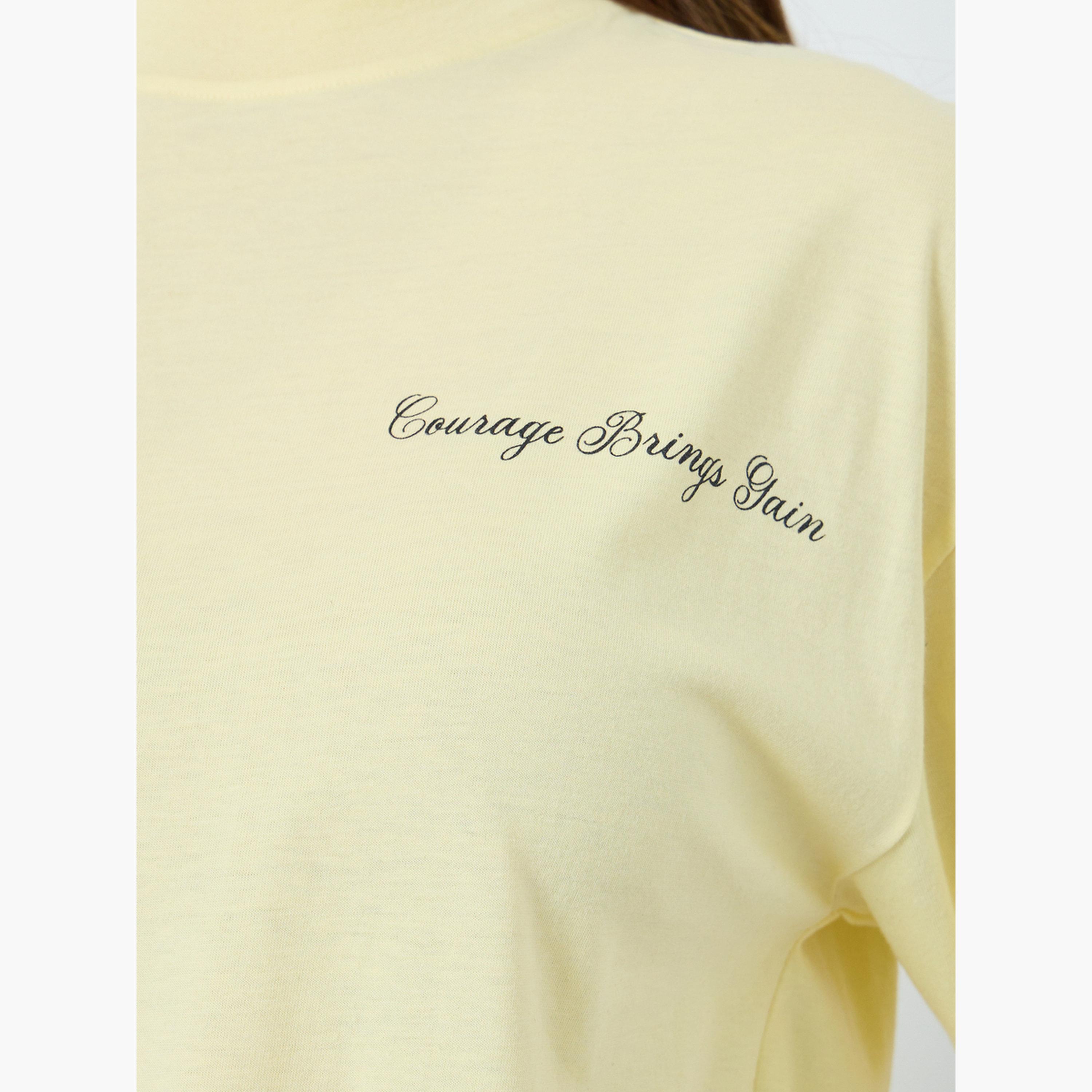 Styli Women Yellow Slogan Print Oversized T-Shirt-women-clothing-tshirts-image-4