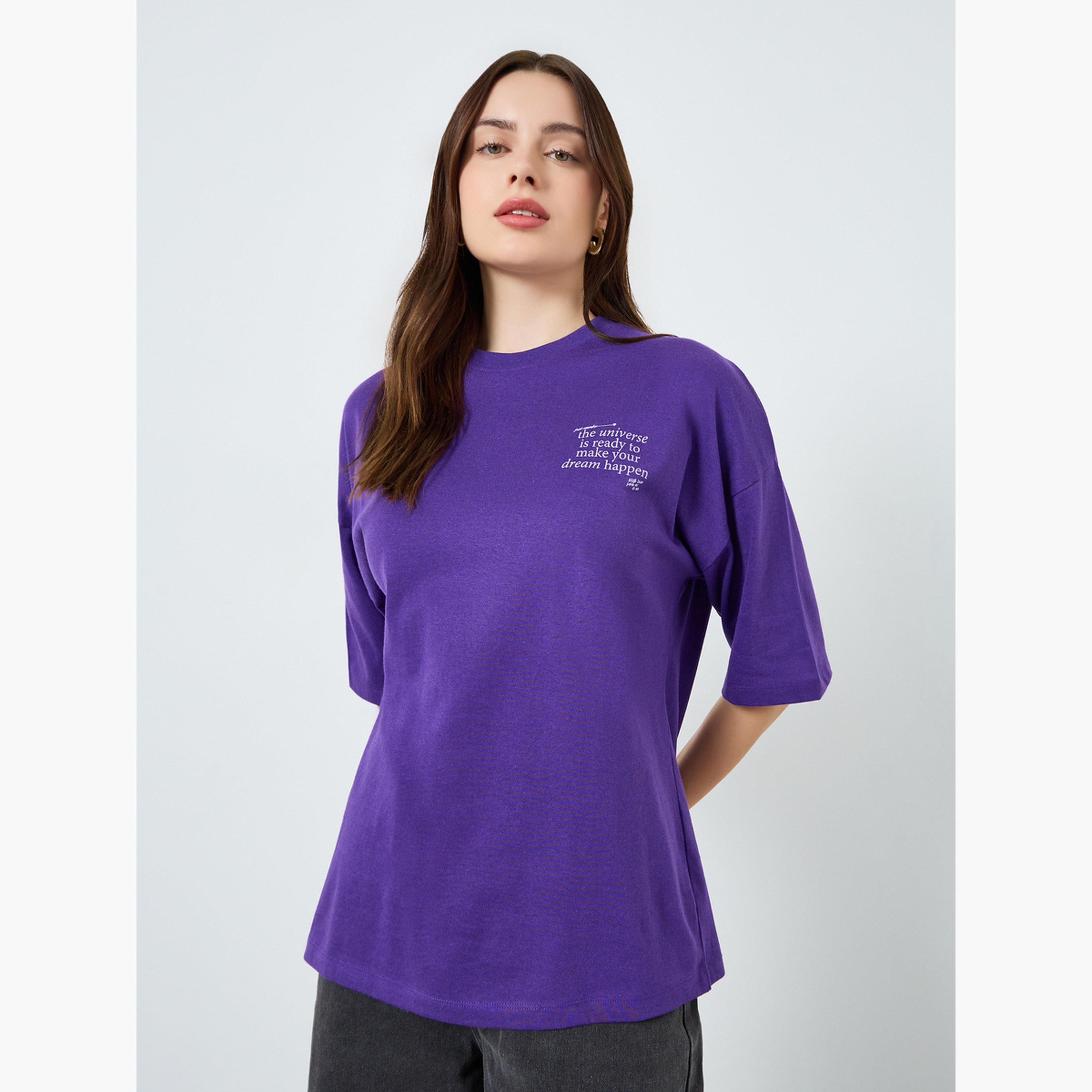 تيشيرت واسع بأكمام قصيرة وأكتاف منفخضة-women-clothing-tshirts-image-1