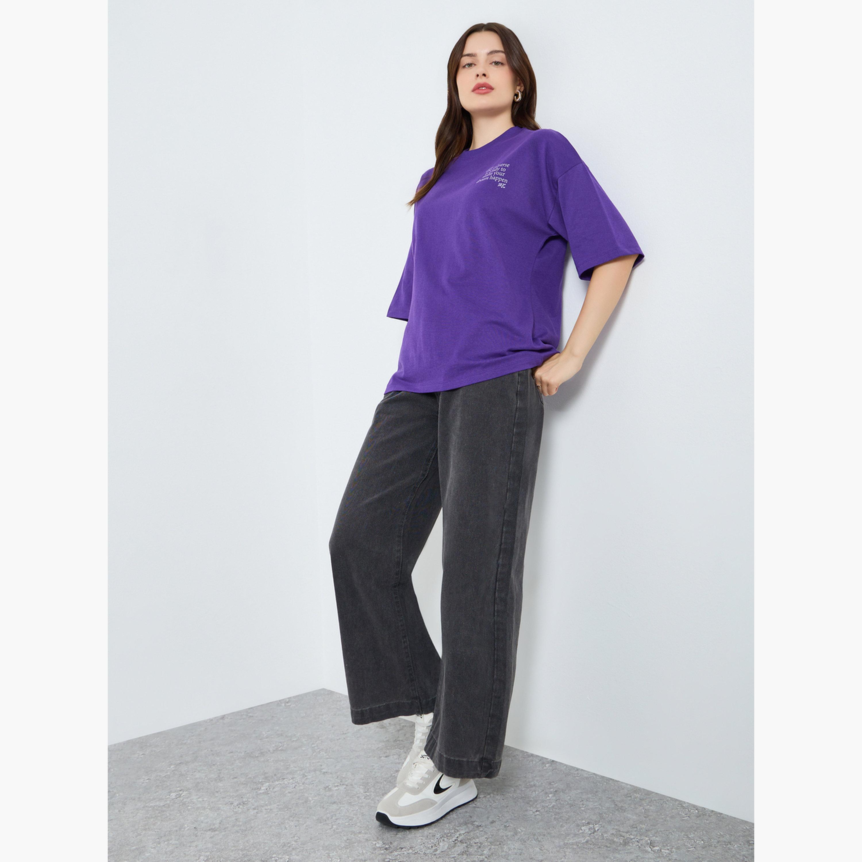 تيشيرت واسع بأكمام قصيرة وأكتاف منفخضة-women-clothing-tshirts-image-2