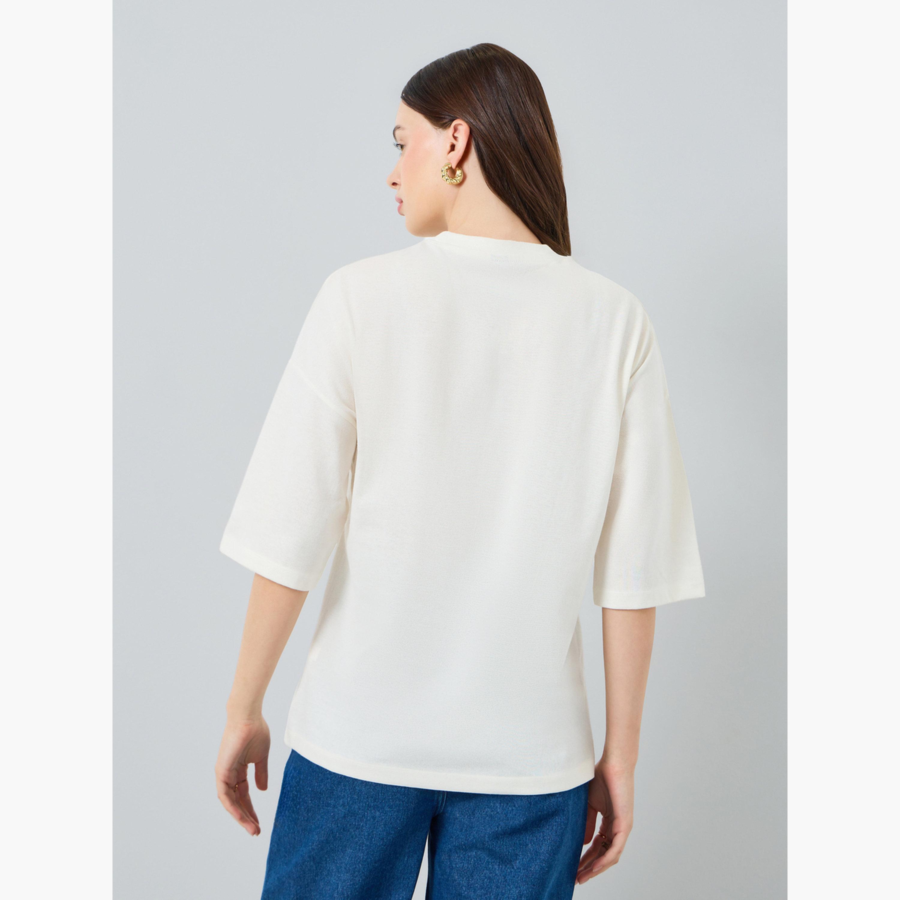 Styli Women Off White Slogan Oversized T-Shirt-women-clothing-tshirts-image-5