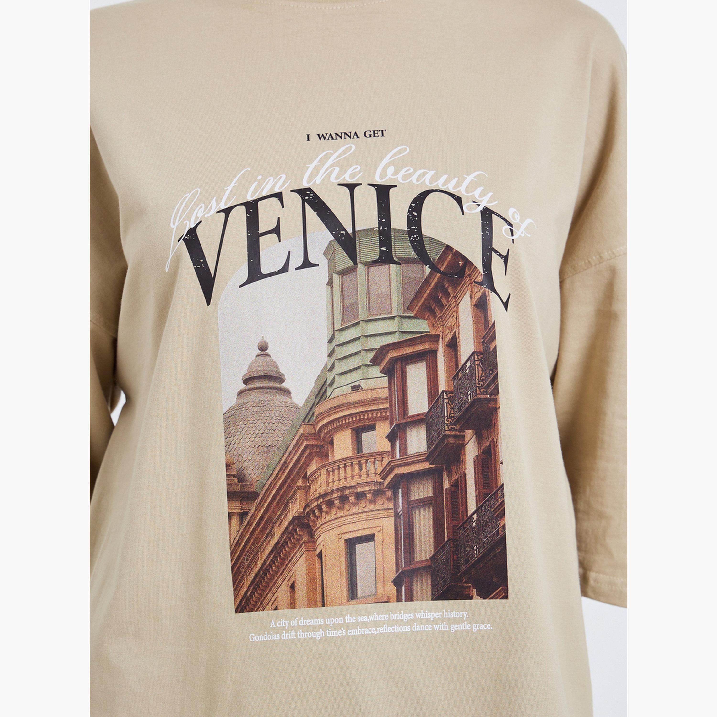 Styli Women Khaki Graphic Oversized T-Shirt-women-clothing-tshirts-image-3