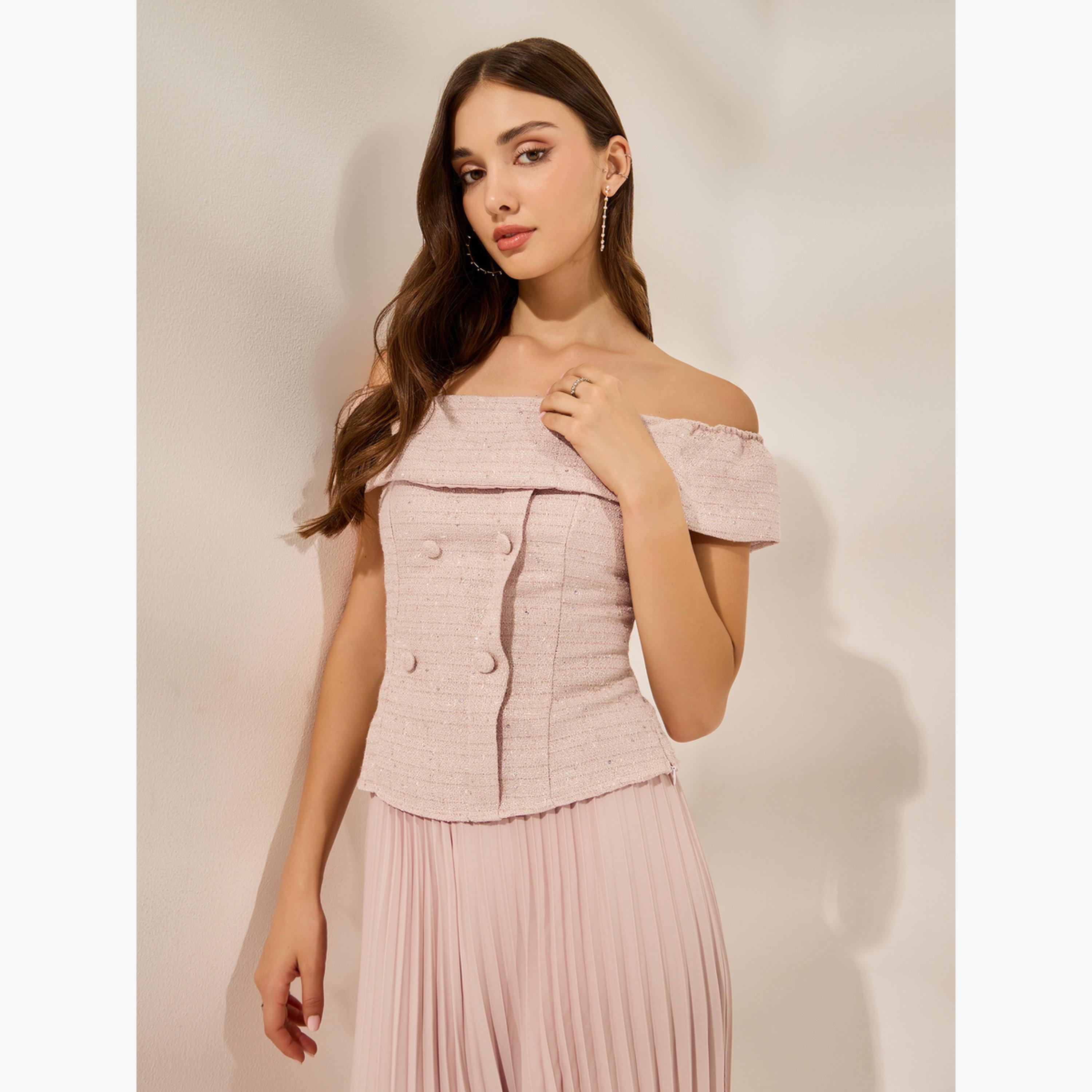 Styli Light Pink Off-Shoulder Top-women-clothing-shirtsandblouses-blouses-image-1