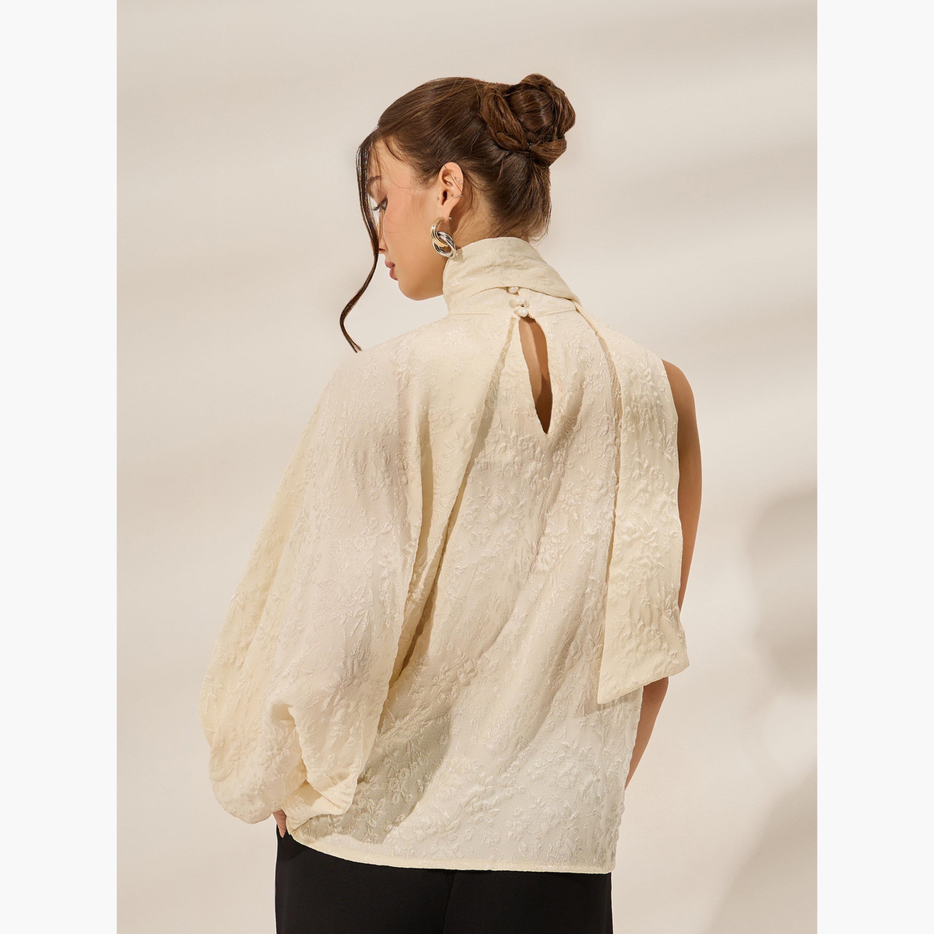 ستايلي - بلوزة بكم واحد لون اوف وايت-women-clothing-shirtsandblouses-blouses-image-3