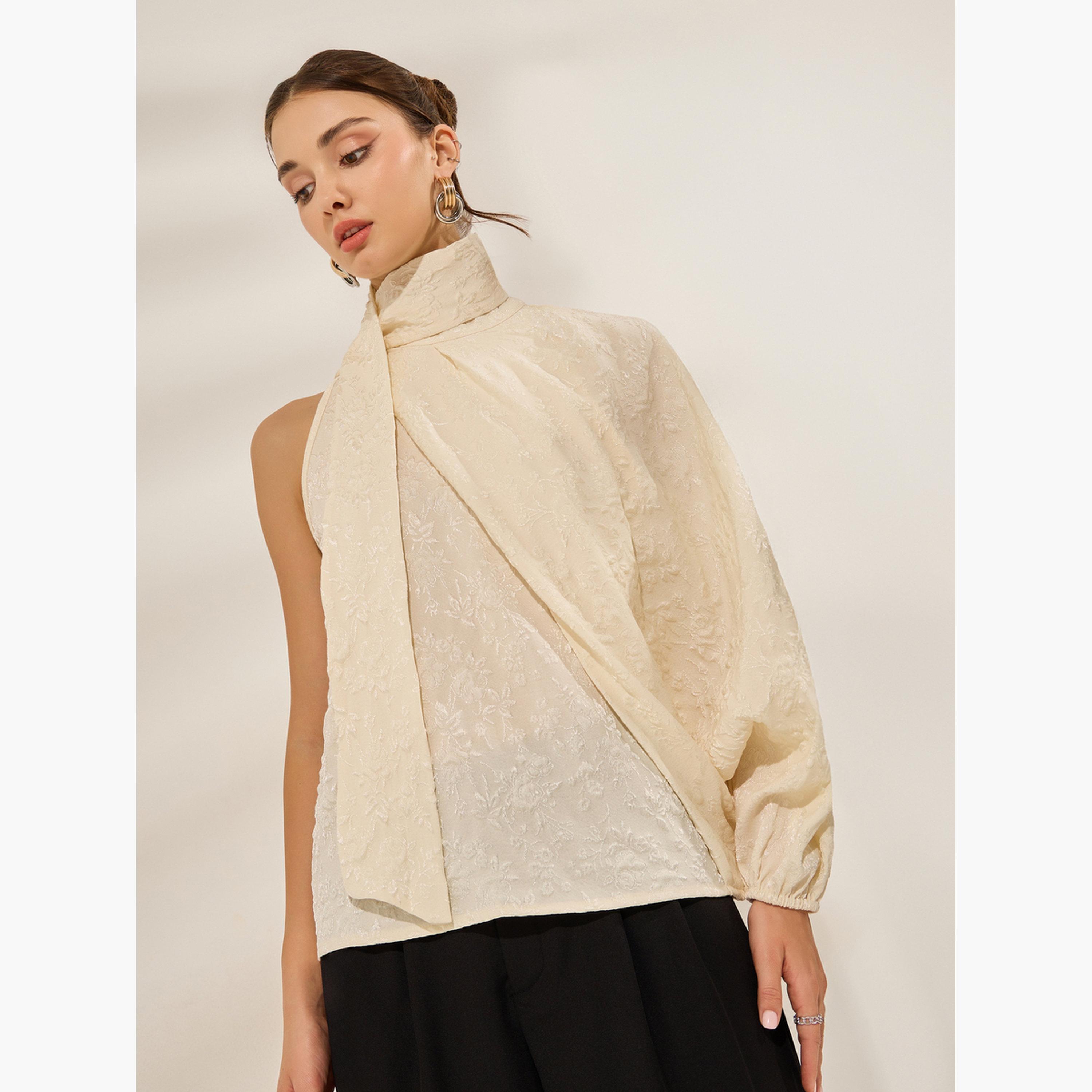 ستايلي - بلوزة بكم واحد لون اوف وايت-women-clothing-shirtsandblouses-blouses-image-4