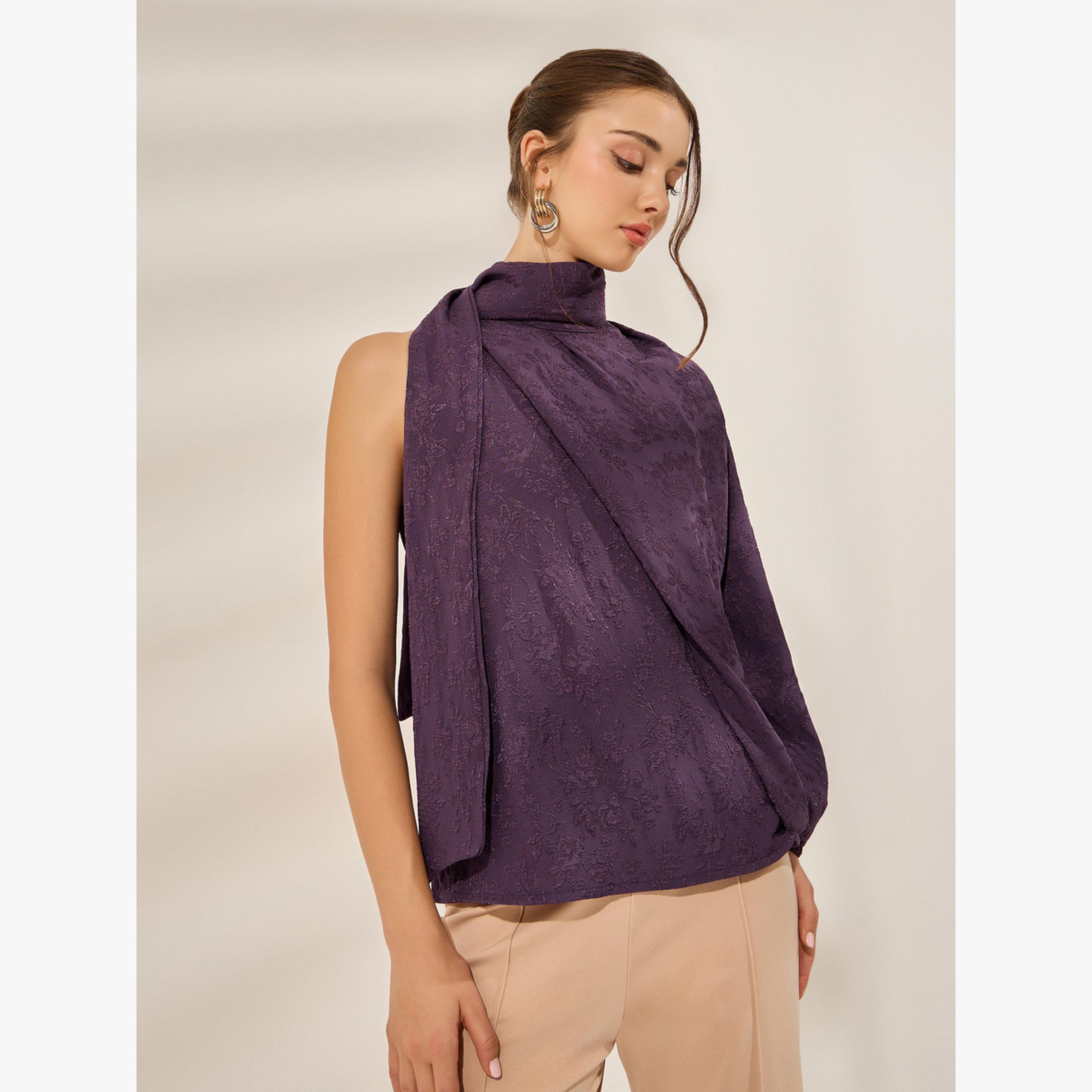 Styli Purple One Sleeve Asymmetric Top-women-clothing-shirtsandblouses-blouses-image-3