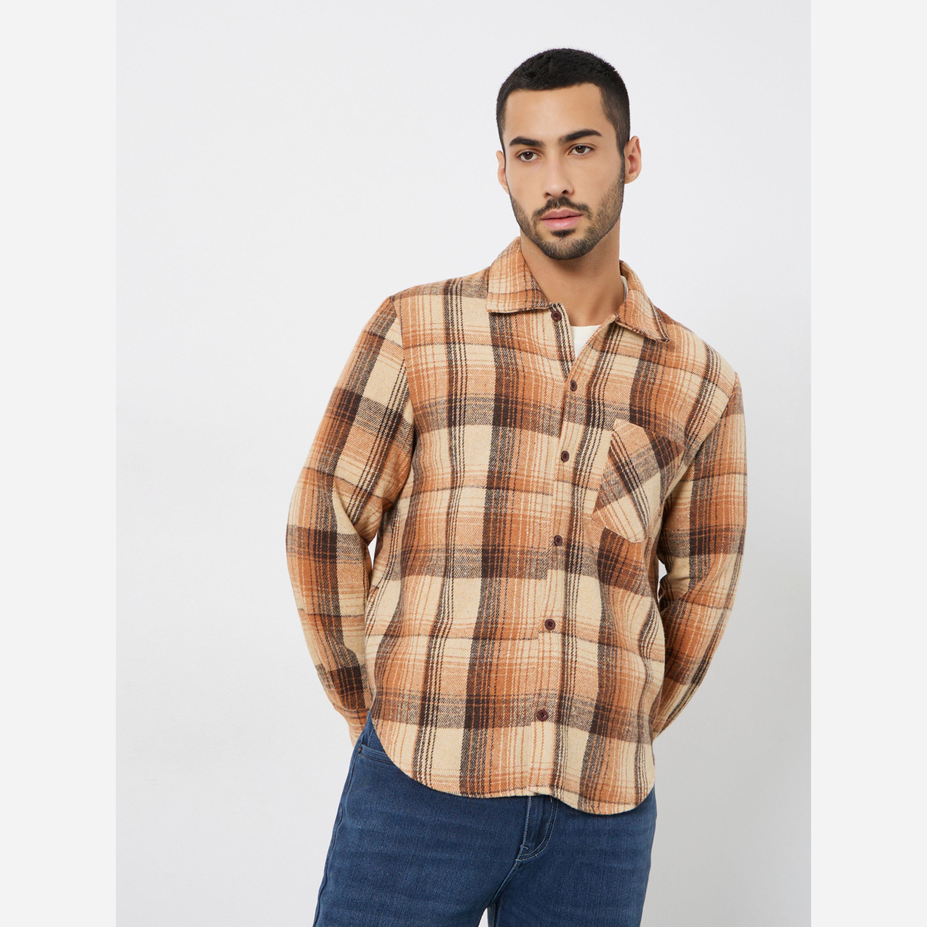 Styli Men Checkered Flannel Oversized Shirt-men-clothing-shirts-image-1