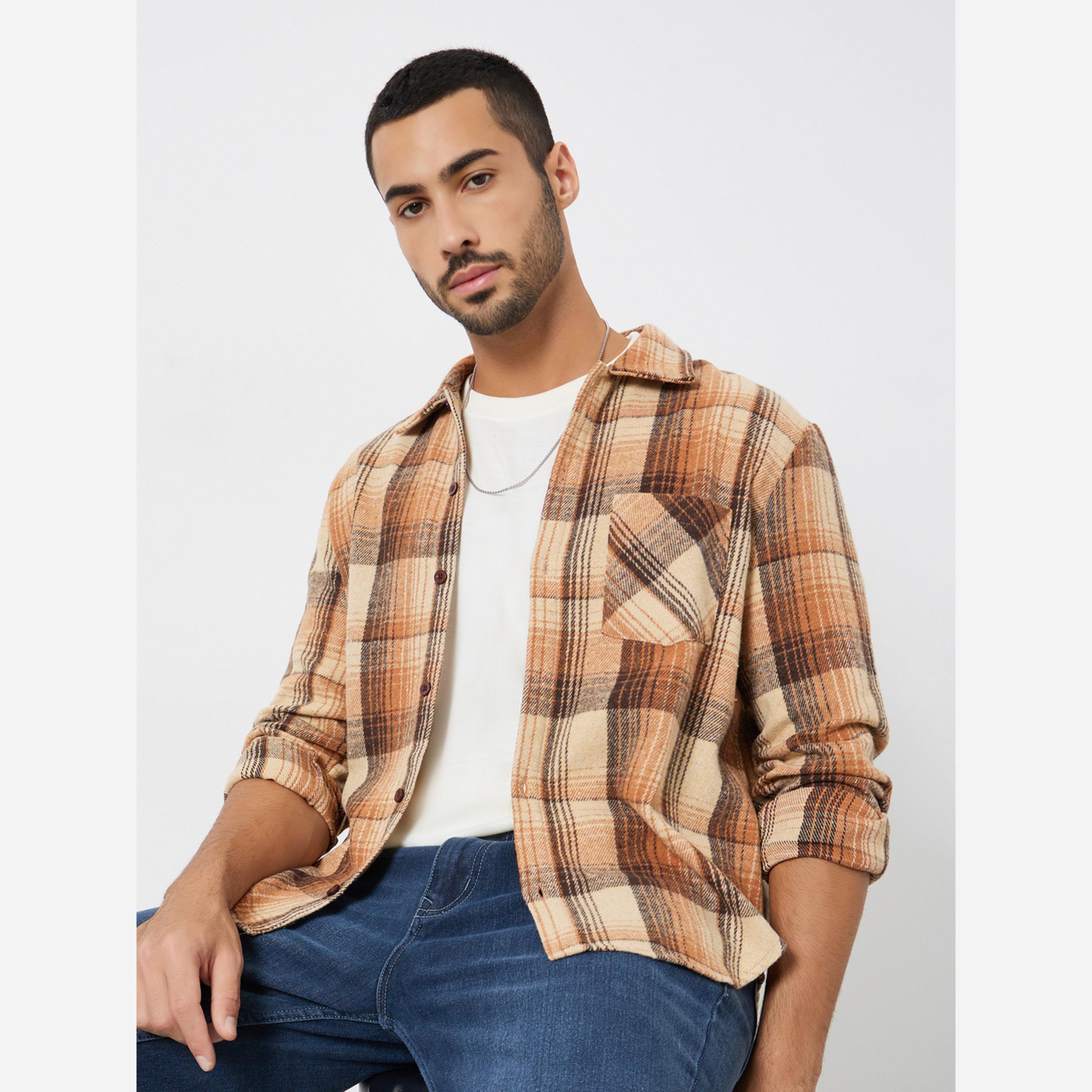 Styli Men Checkered Flannel Oversized Shirt-men-clothing-shirts-image-3