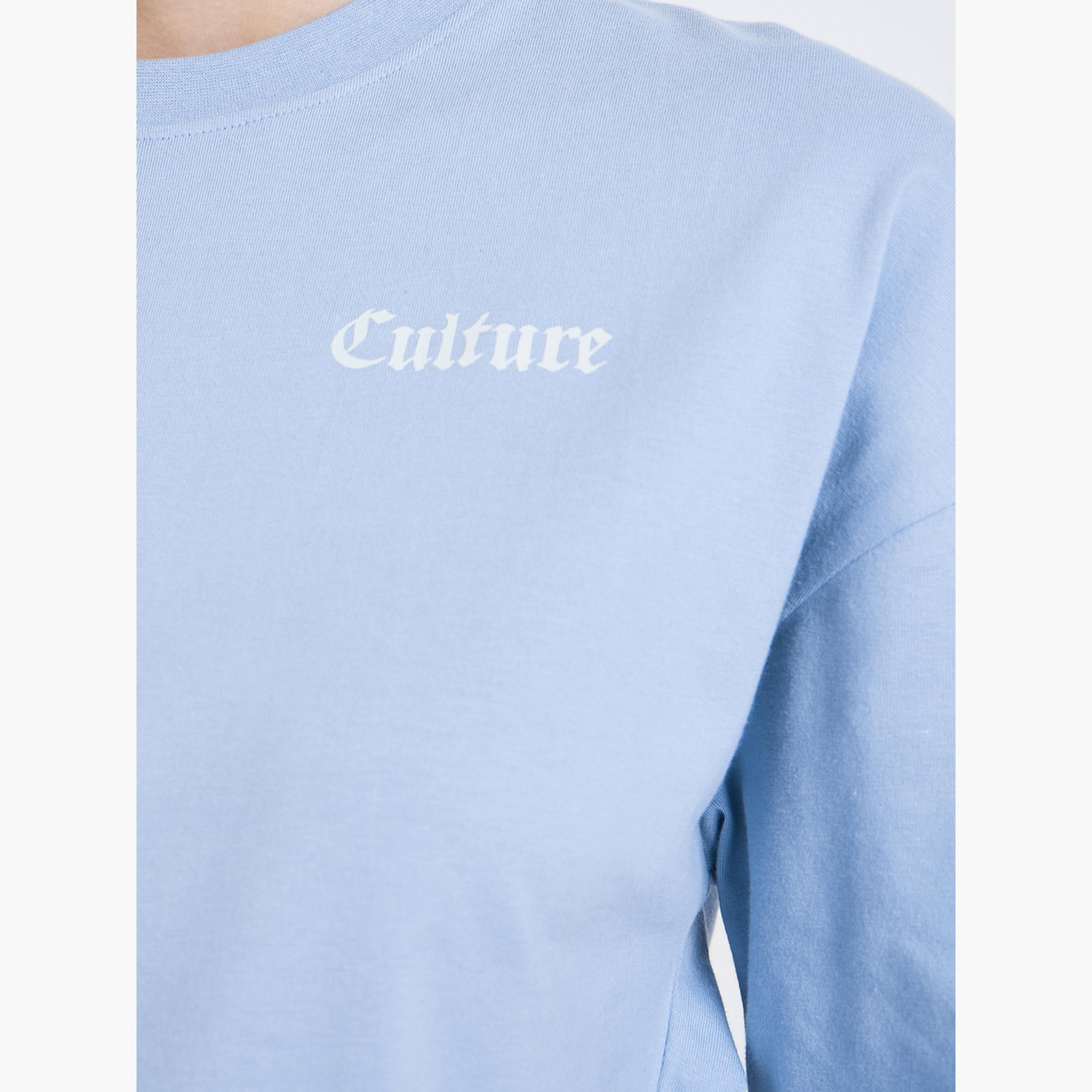 Styli Women Blue Graphic Print Oversized T-Shirt-women-clothing-tshirts-image-4