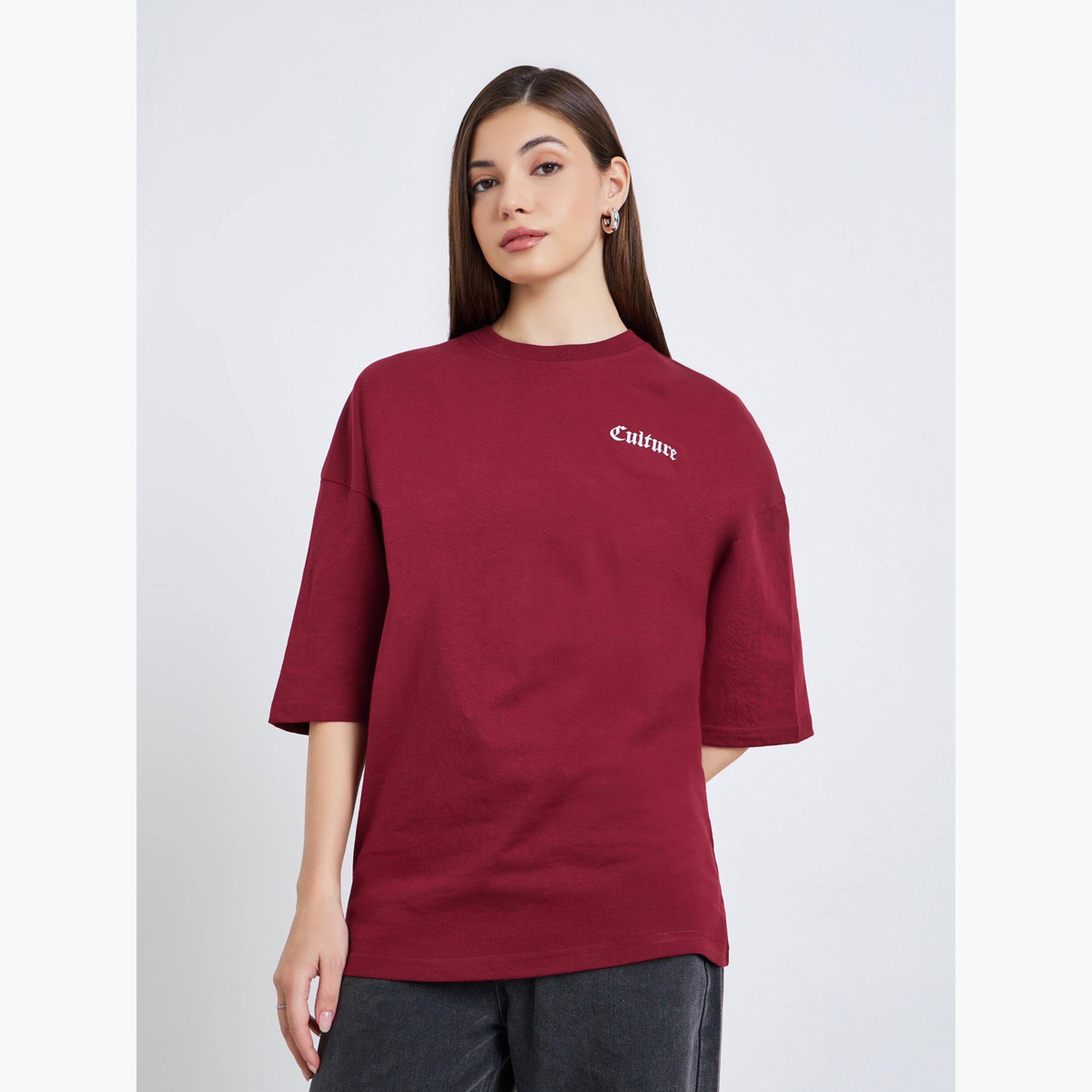 تيشيرت بطبعة جرافيك وقصة واسعة-women-clothing-tshirts-image-1