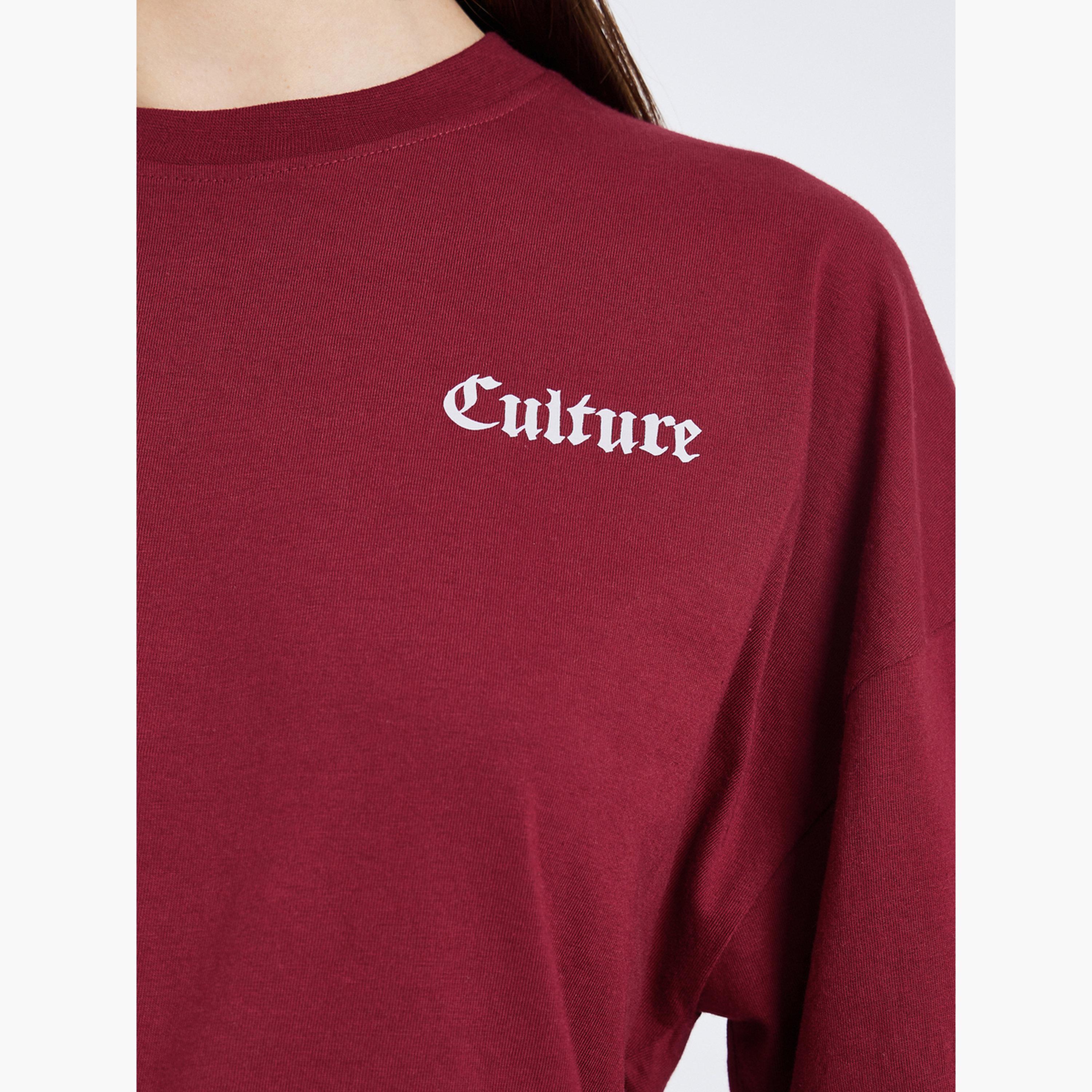 Styli Women Burgundy Graphic Print Oversized T-Shirt-women-clothing-tshirts-image-4