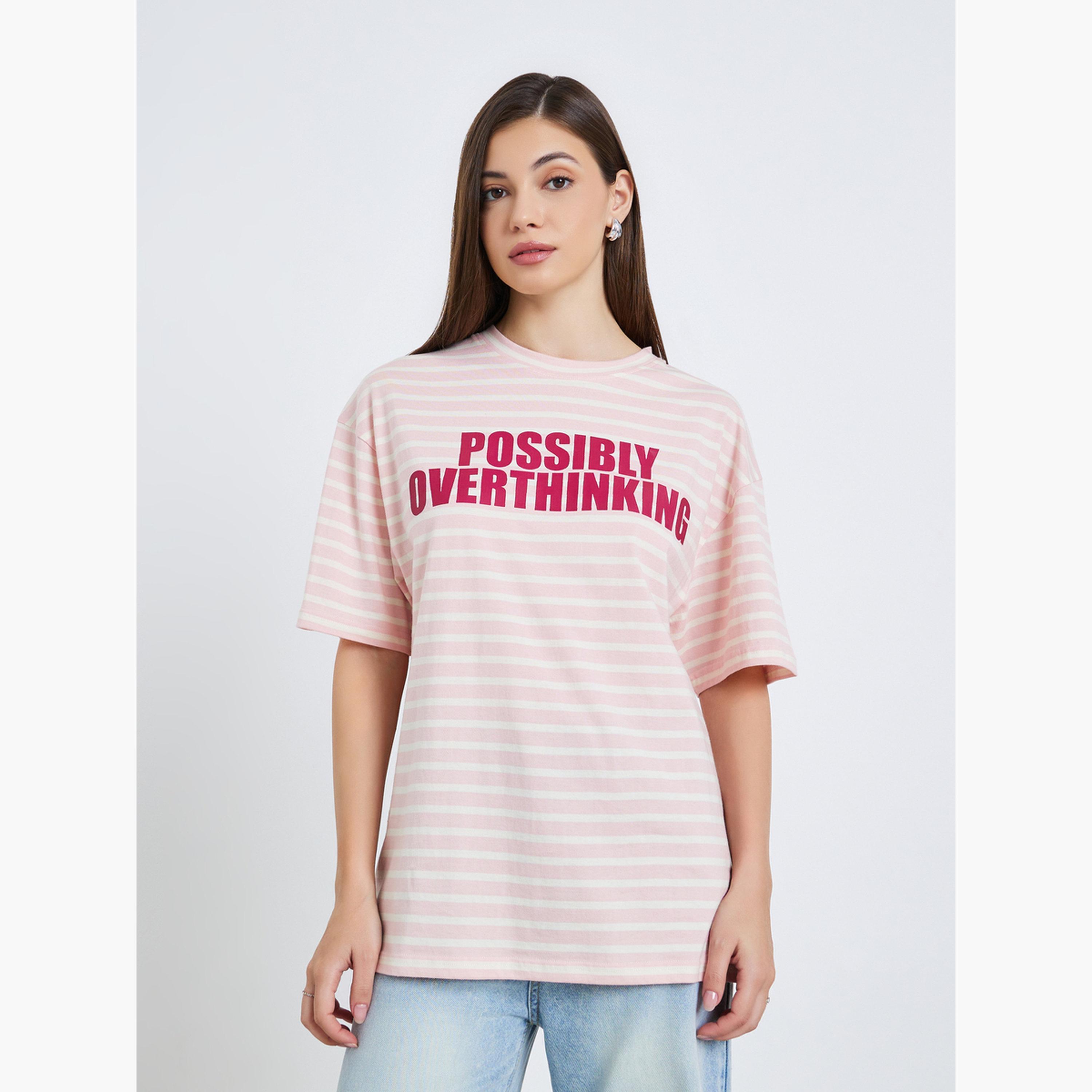 تيشيرت مخطط بقصة واسعة-women-clothing-tshirts-image-1