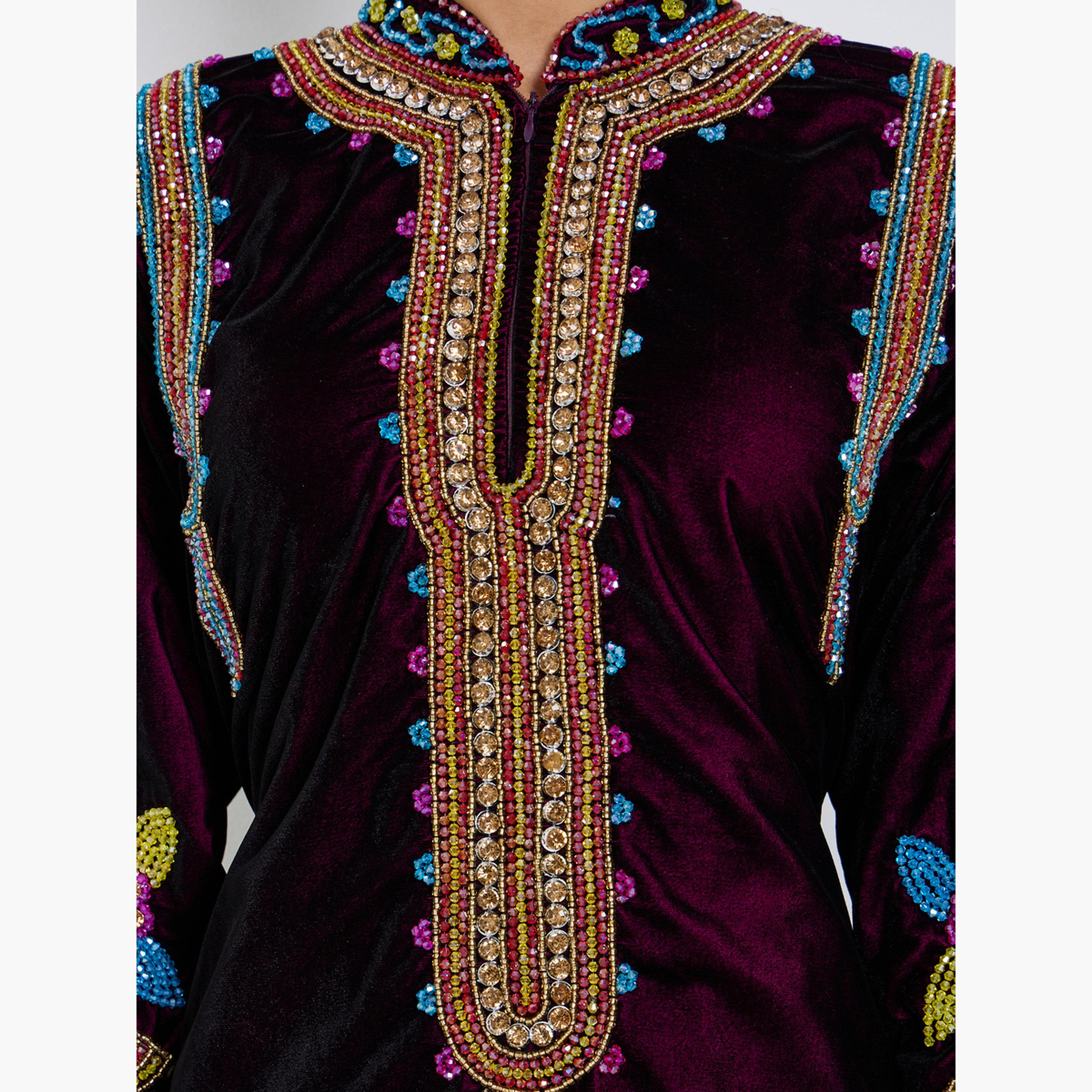 Maxim Creation Premium Velvet Jalabiya with Colorful Crystal Embroidery Stones-women-arabicclothing-jalabiyas-image-4