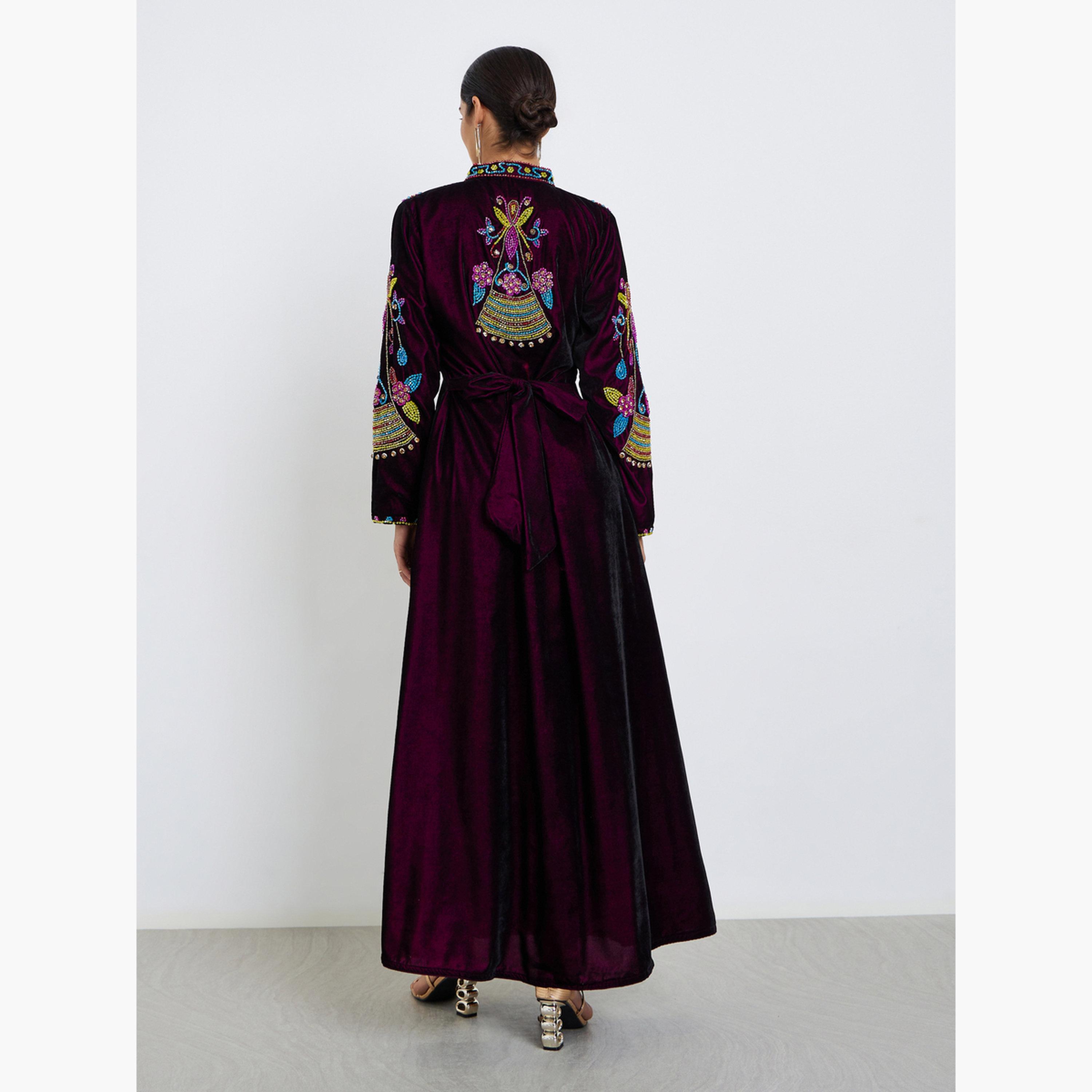 Maxim Creation Premium Velvet Jalabiya with Colorful Crystal Embroidery Stones-women-arabicclothing-jalabiyas-image-6