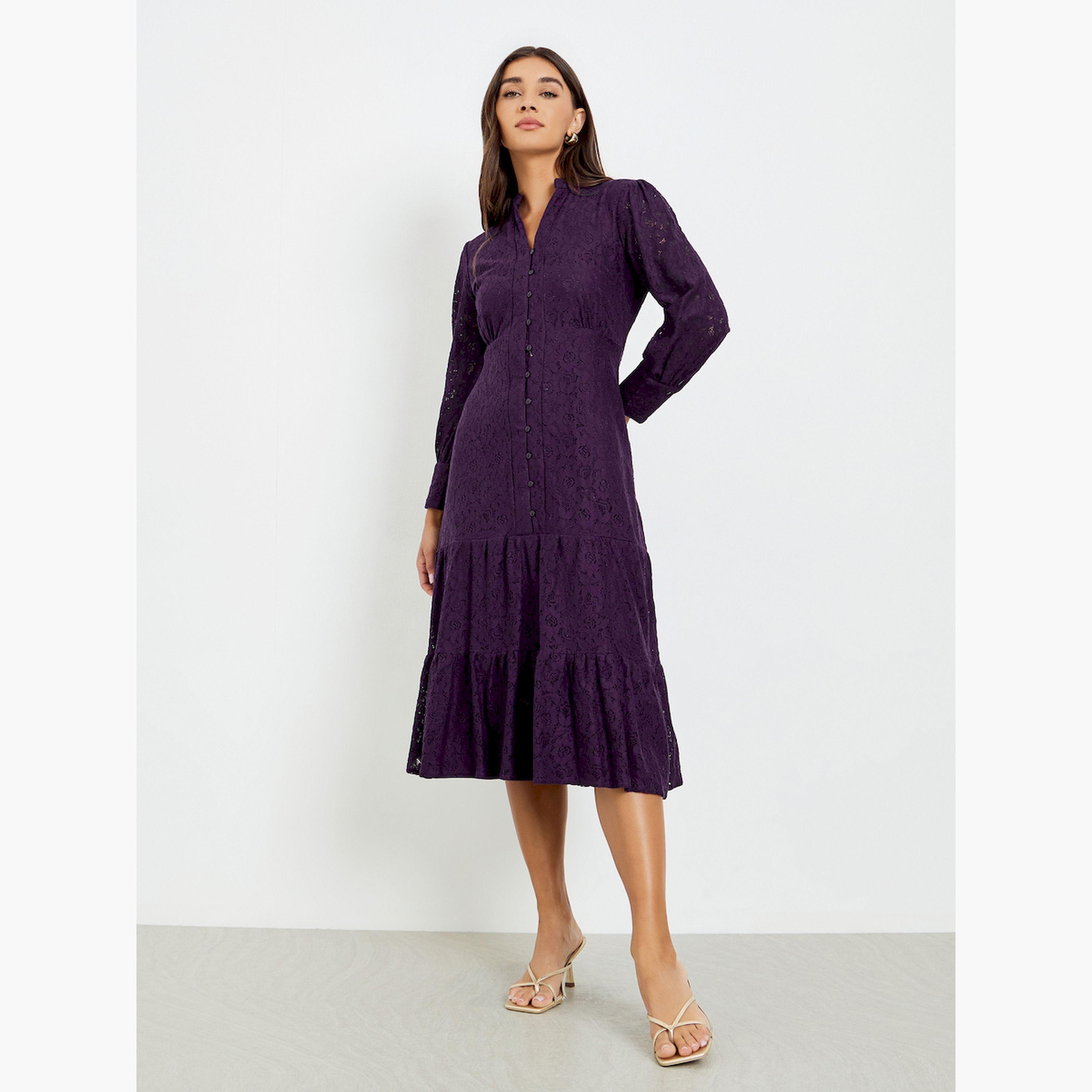 فستان ميدي دانتيل نمط قميص أرجواني-women-clothing-dresses-image-3
