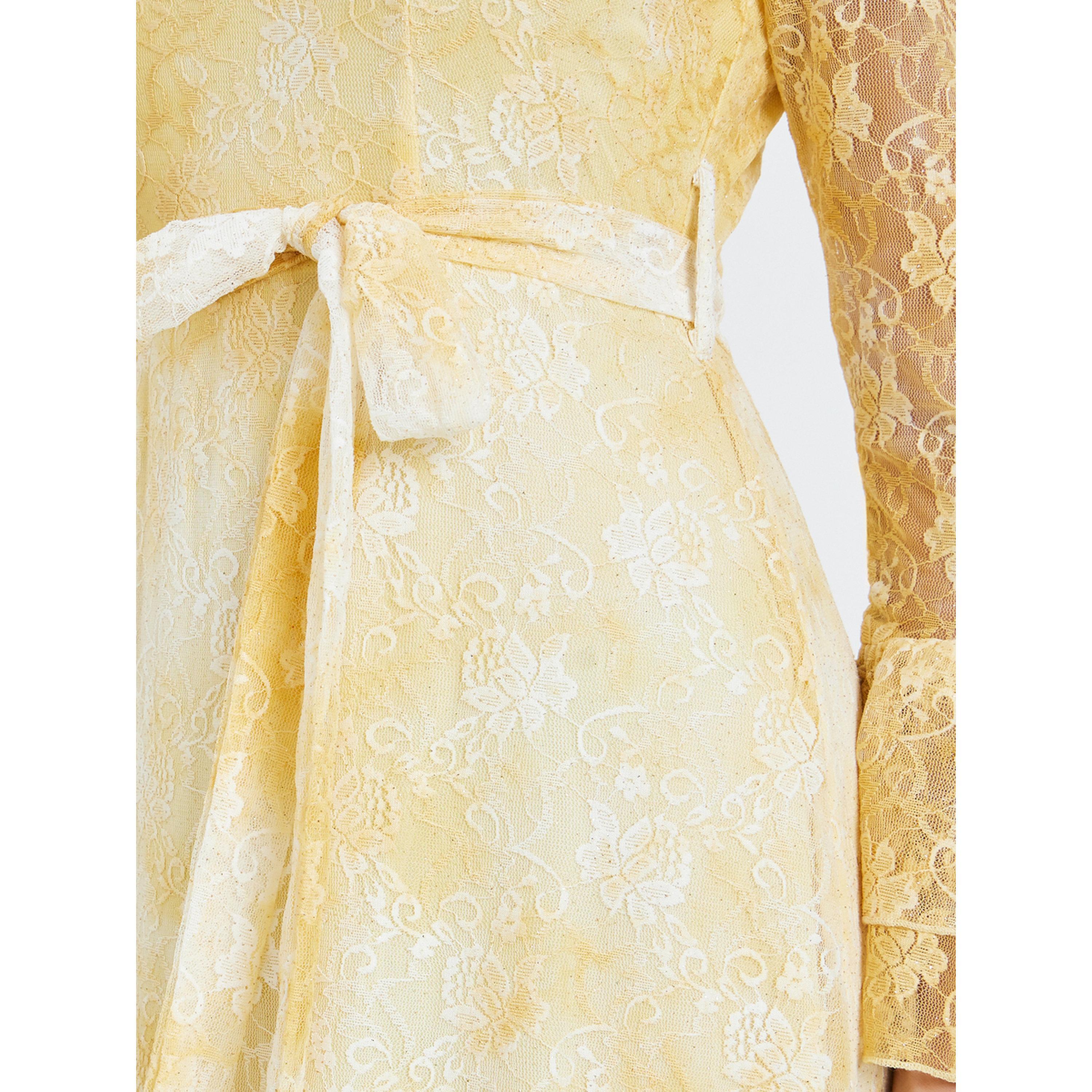 Styli Women Yellow Lace Ruffled Hem Maxi Dress-women-clothing-dresses-image-4