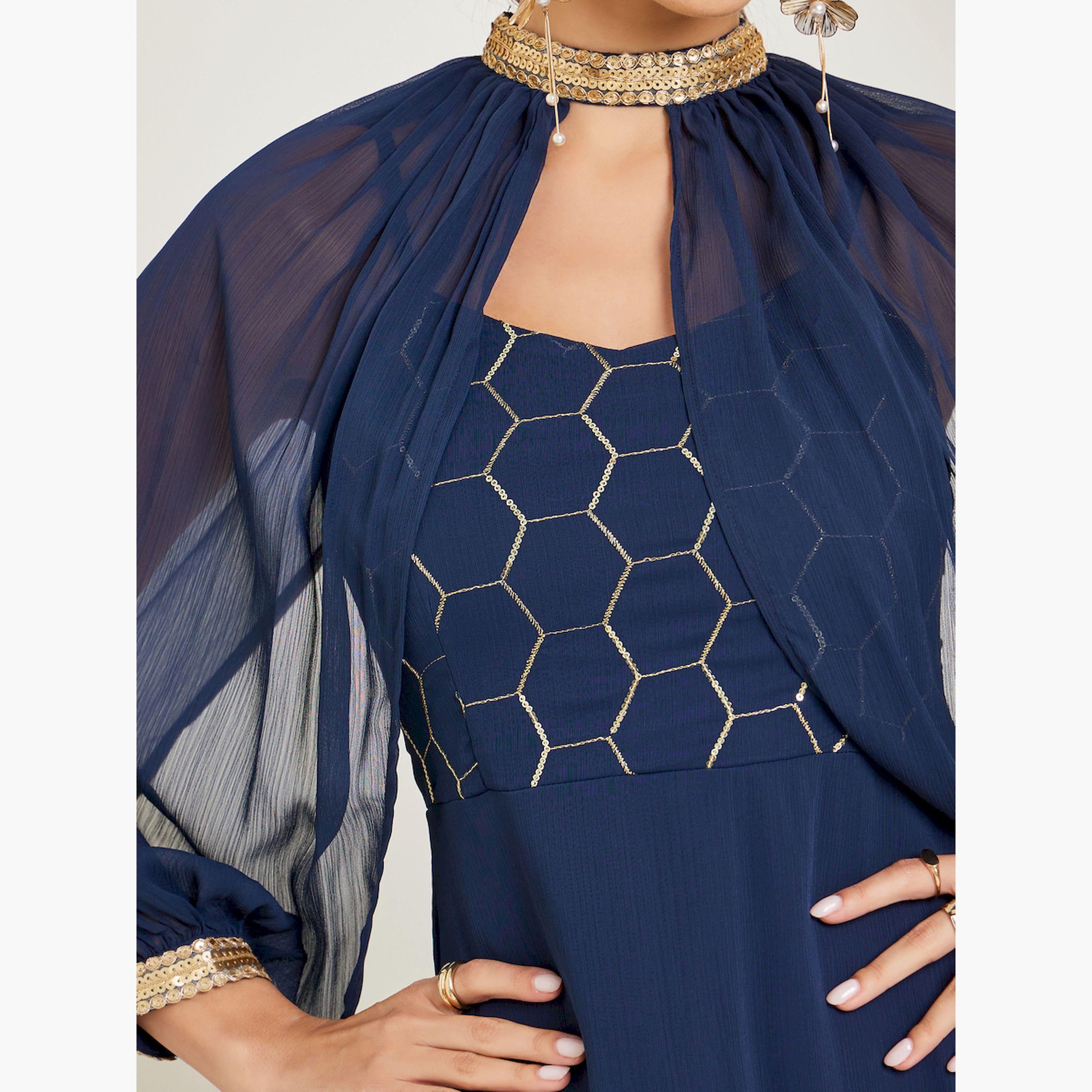 فستان طويل مزين بالترتر مع كاب قابل للإزالة-women-clothing-dresses-image-4