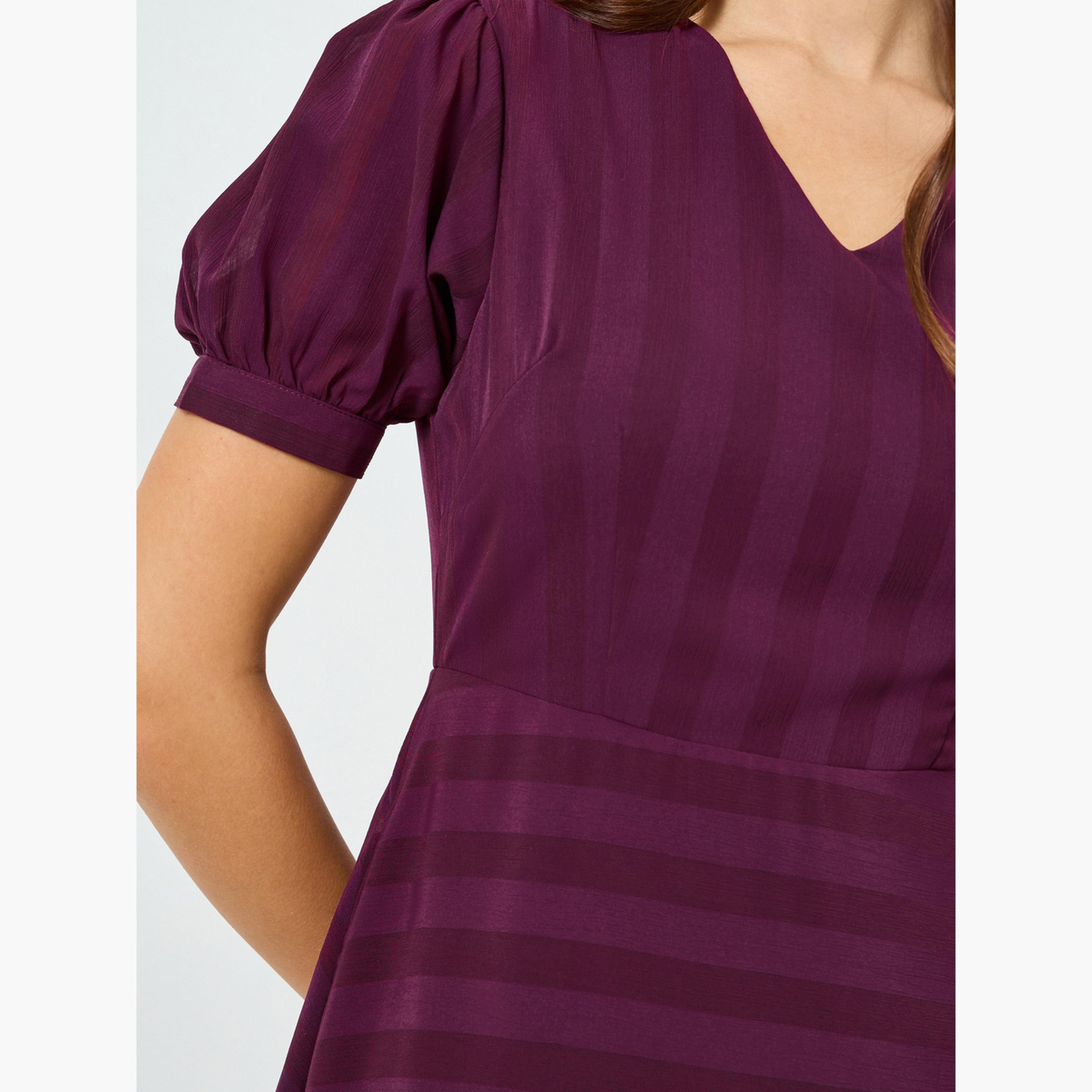 Styli Women Magenta Self-Design Maxi Dress-women-clothing-dresses-image-5