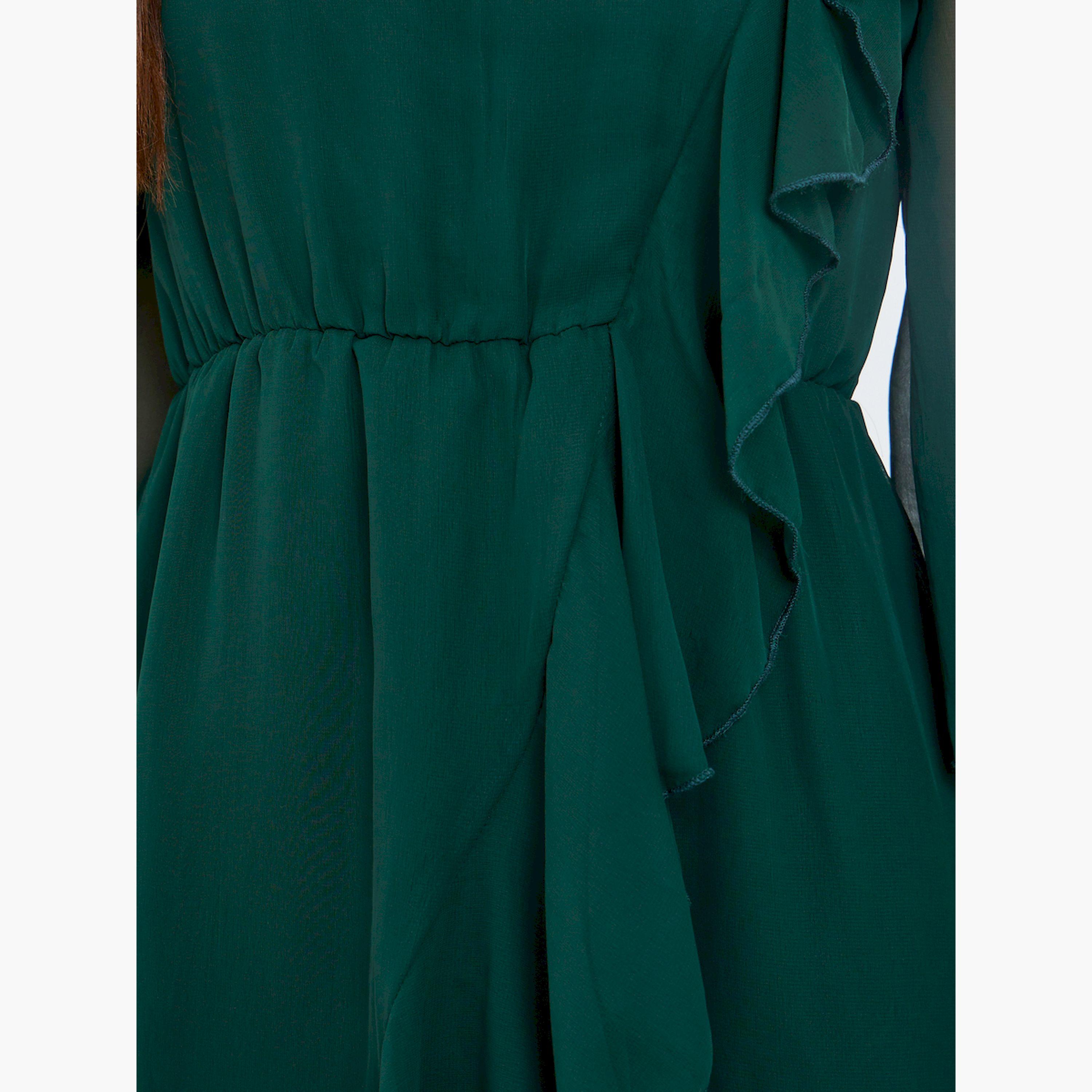 فستان ميدي بحافة واسعة وتفاصيل كشكش-women-clothing-dresses-image-4