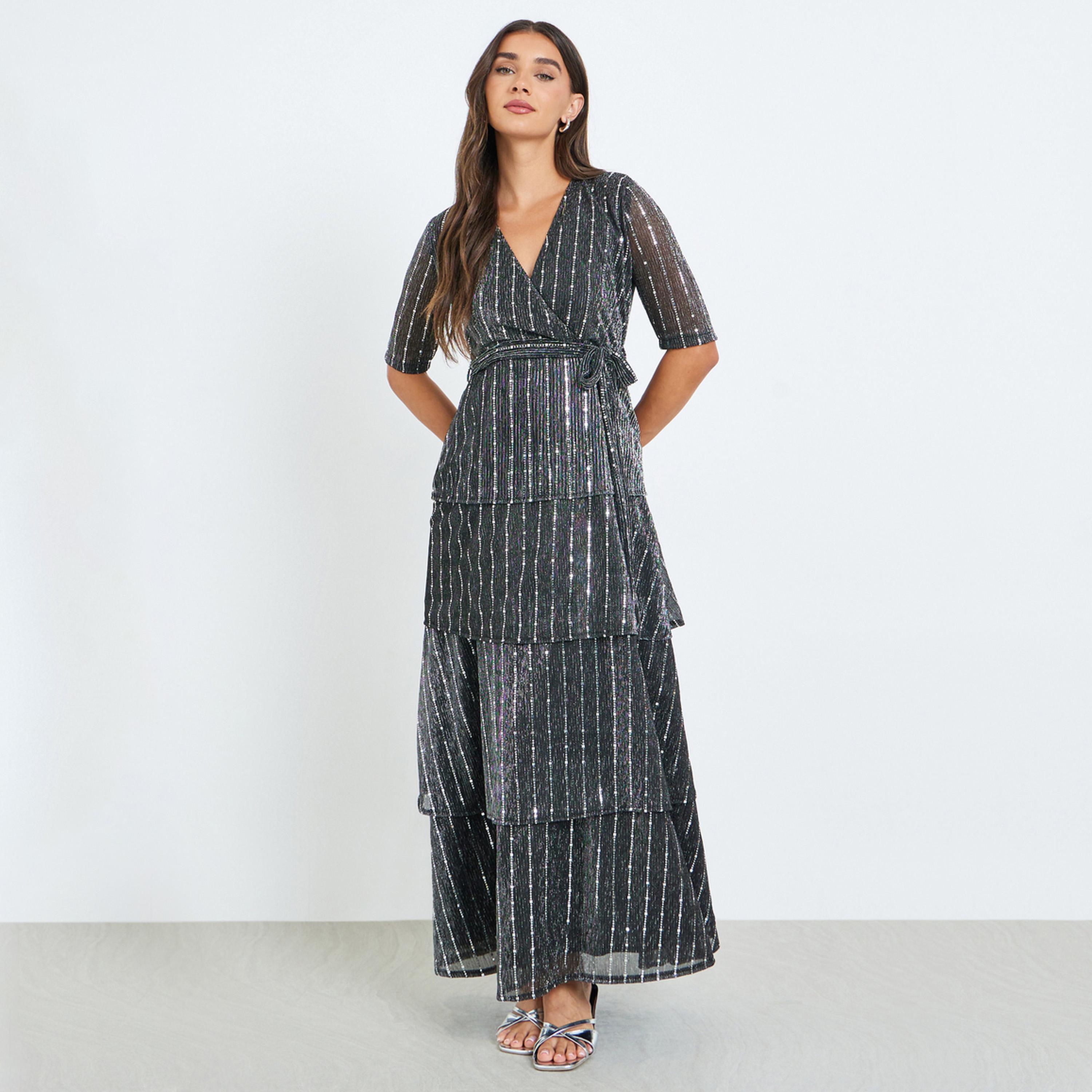 فستان طويل طبقات من الترتر أسود-women-clothing-dresses-image-1