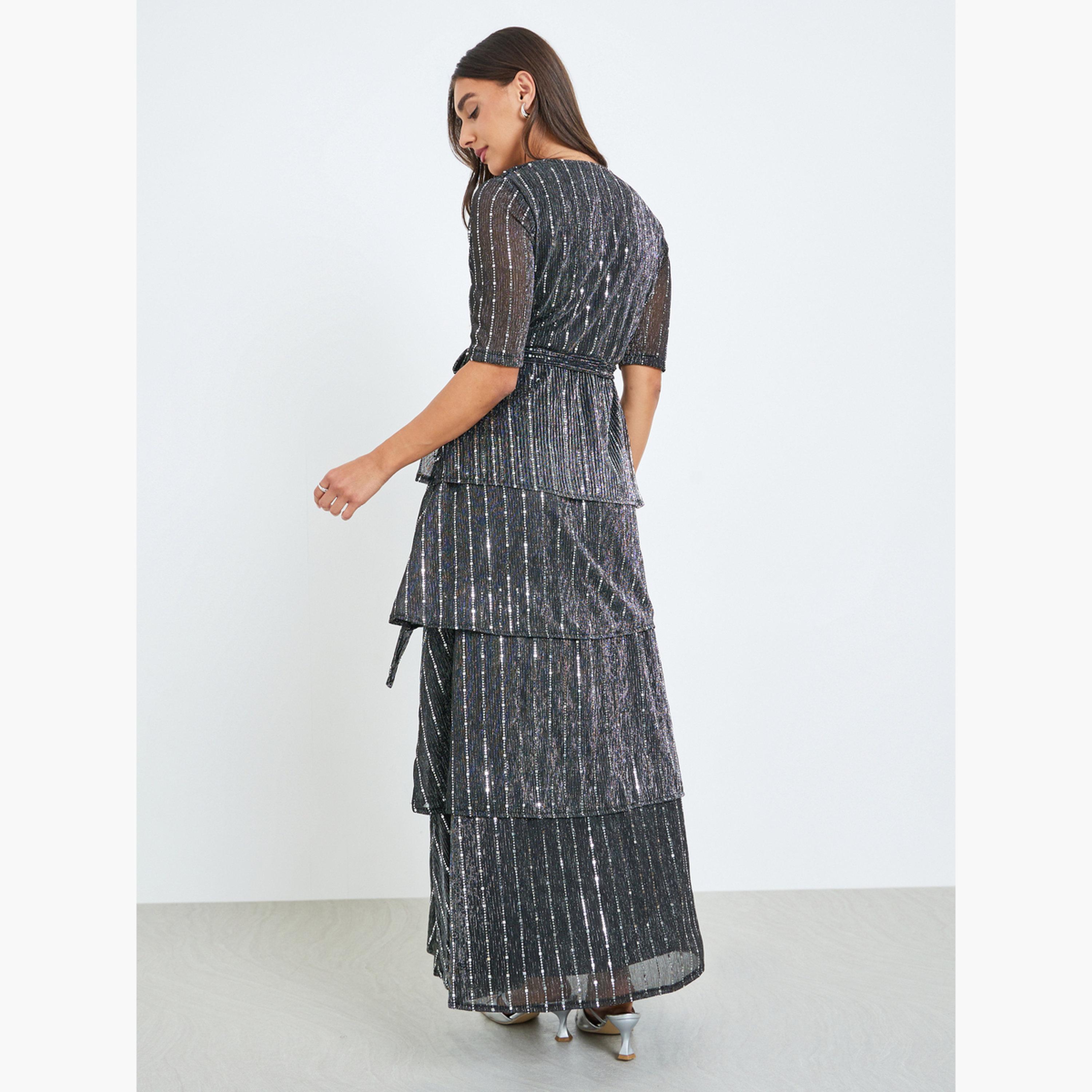 فستان طويل طبقات من الترتر أسود-women-clothing-dresses-image-3