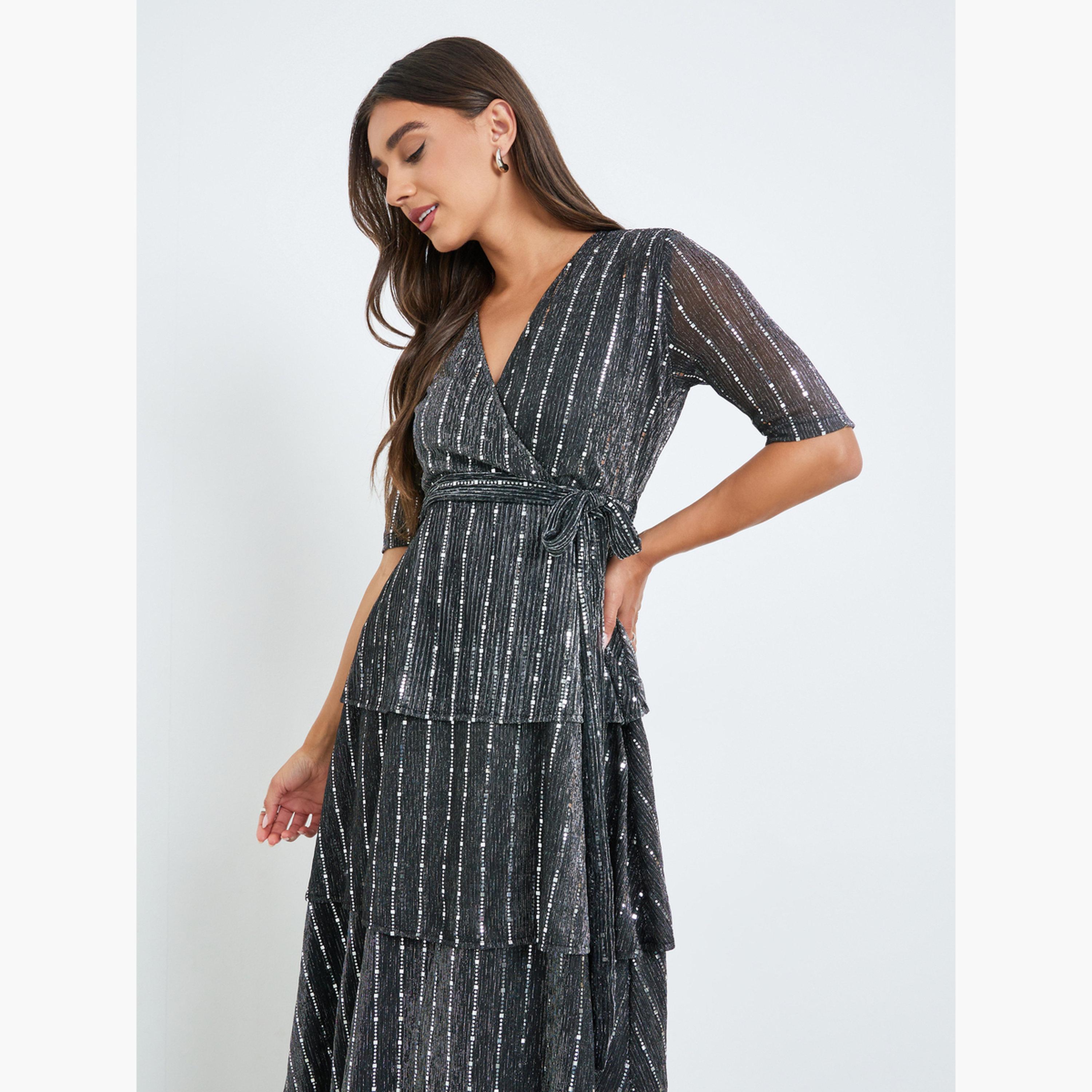 فستان طويل طبقات من الترتر أسود-women-clothing-dresses-image-4