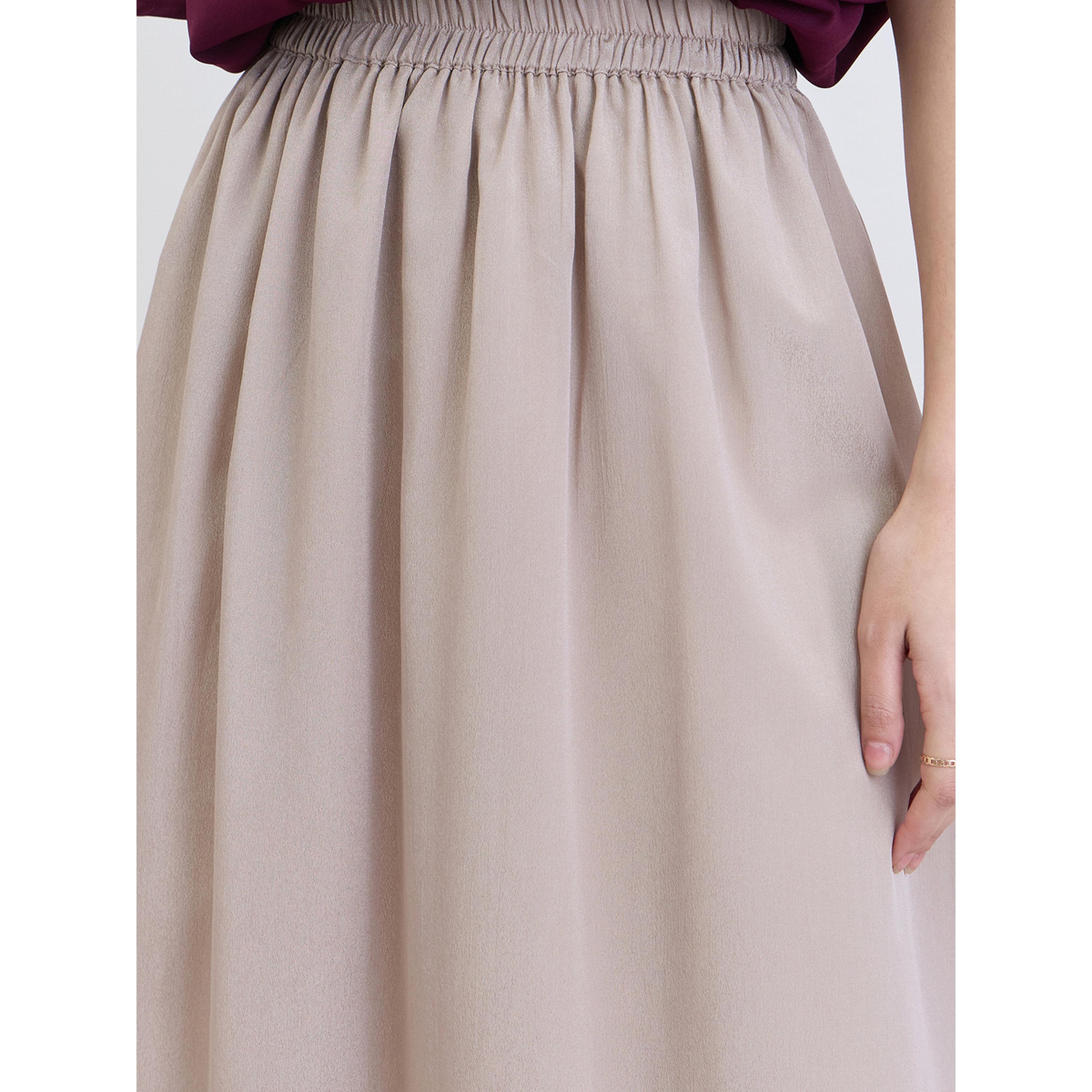 Styli Beige Solid A-Line Maxi Skirt-women-clothing-bottoms-skirts-image-4