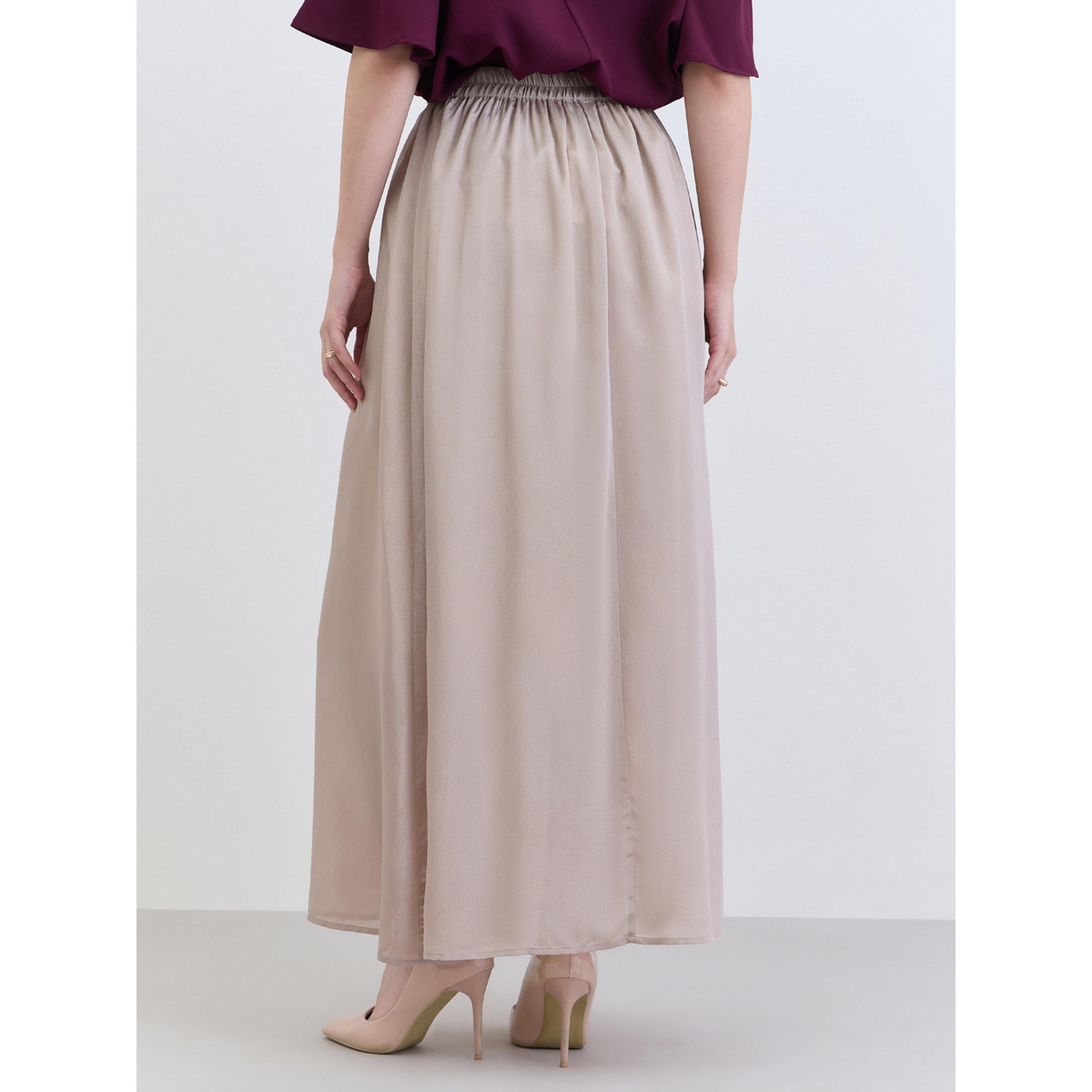 Styli Beige Solid A-Line Maxi Skirt-women-clothing-bottoms-skirts-image-5