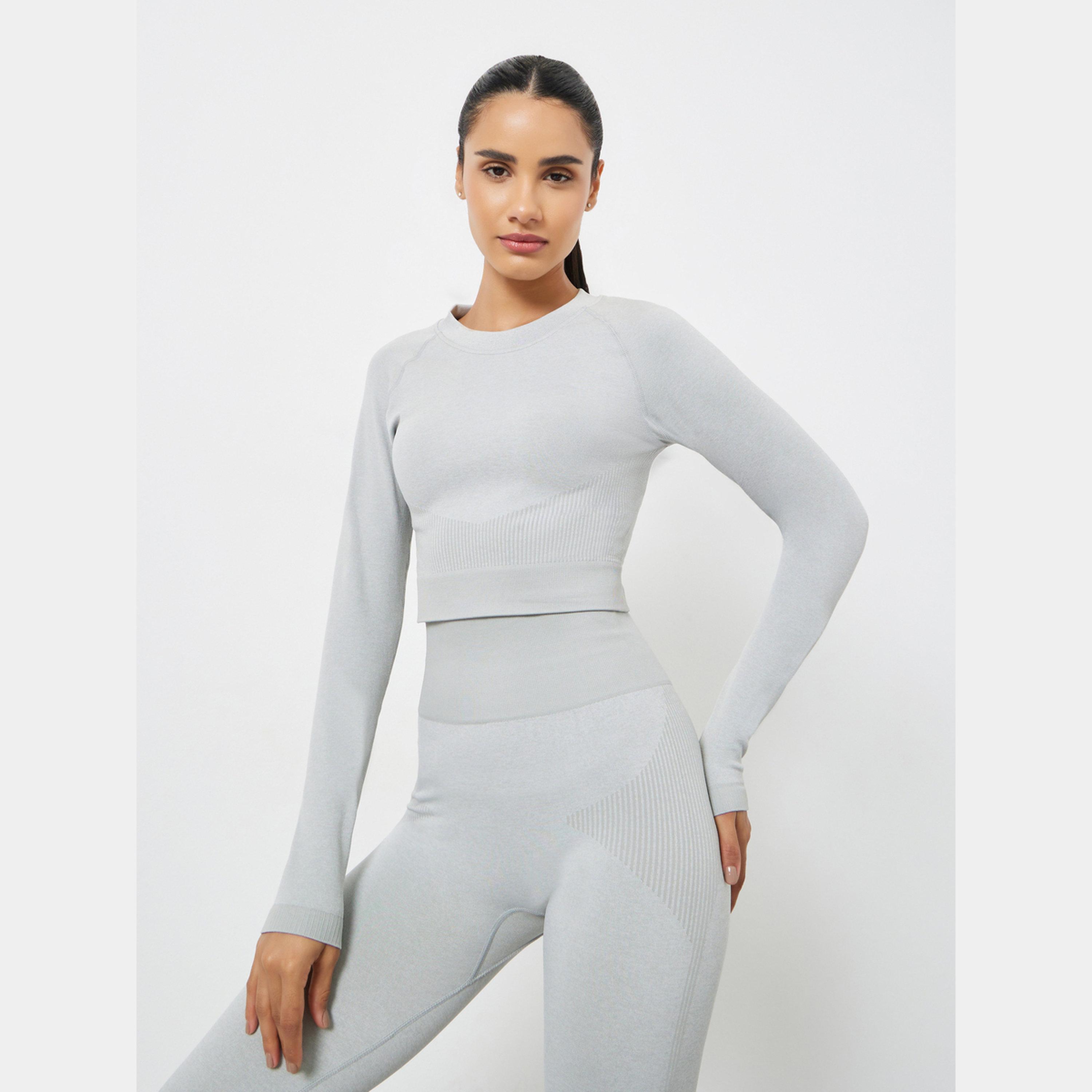 ستايلي - بلوزة بأكمام طويلة من الجاكار مع ليقنز/ فيزون-women-clothing-sportswearandactivewear-trackpantsandtracksuits-image-3