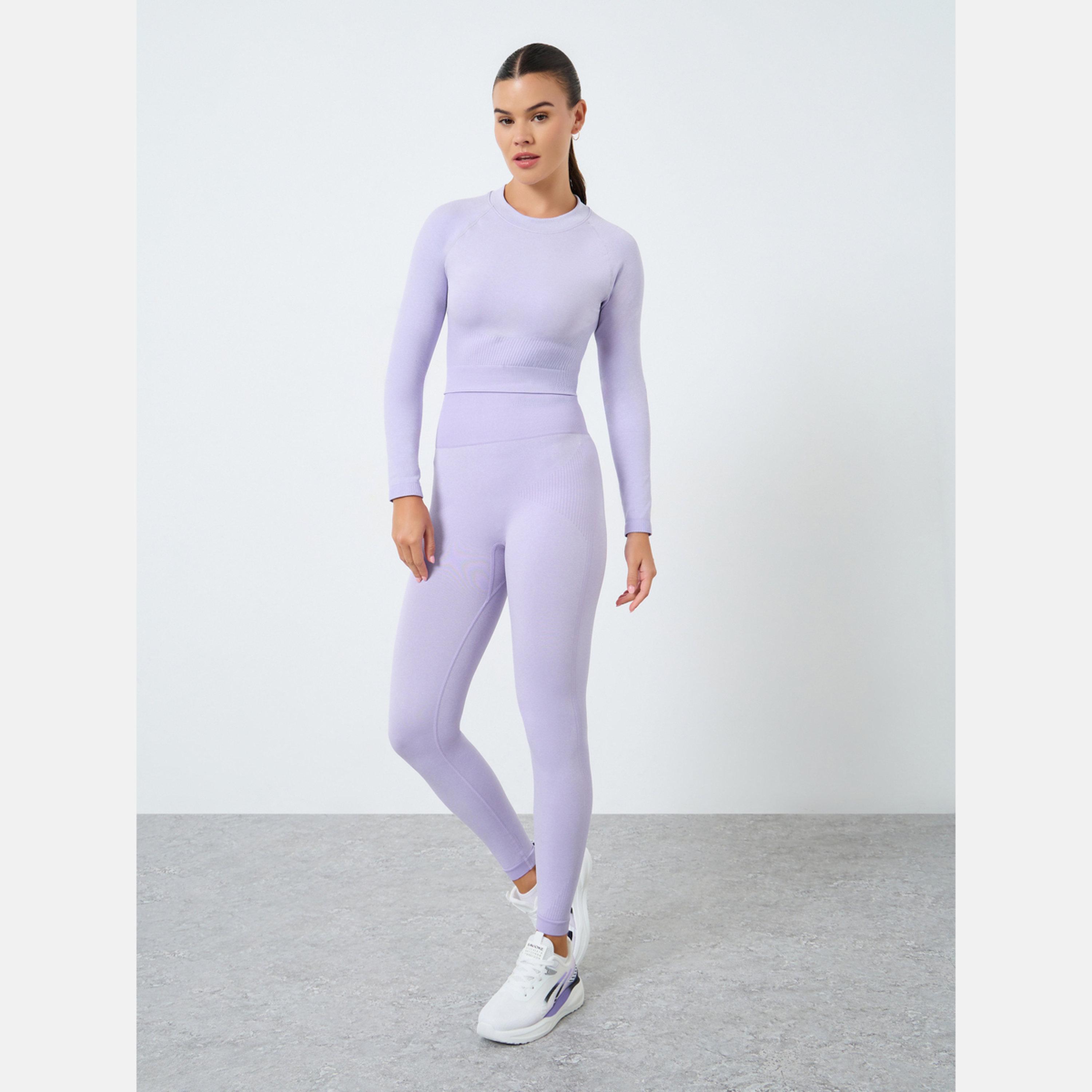 ستايلي - طقم بلوزة بأكمام طويلة من الجاكار مع ليقنز/ فيزون-women-clothing-sportswearandactivewear-trackpantsandtracksuits-image-1
