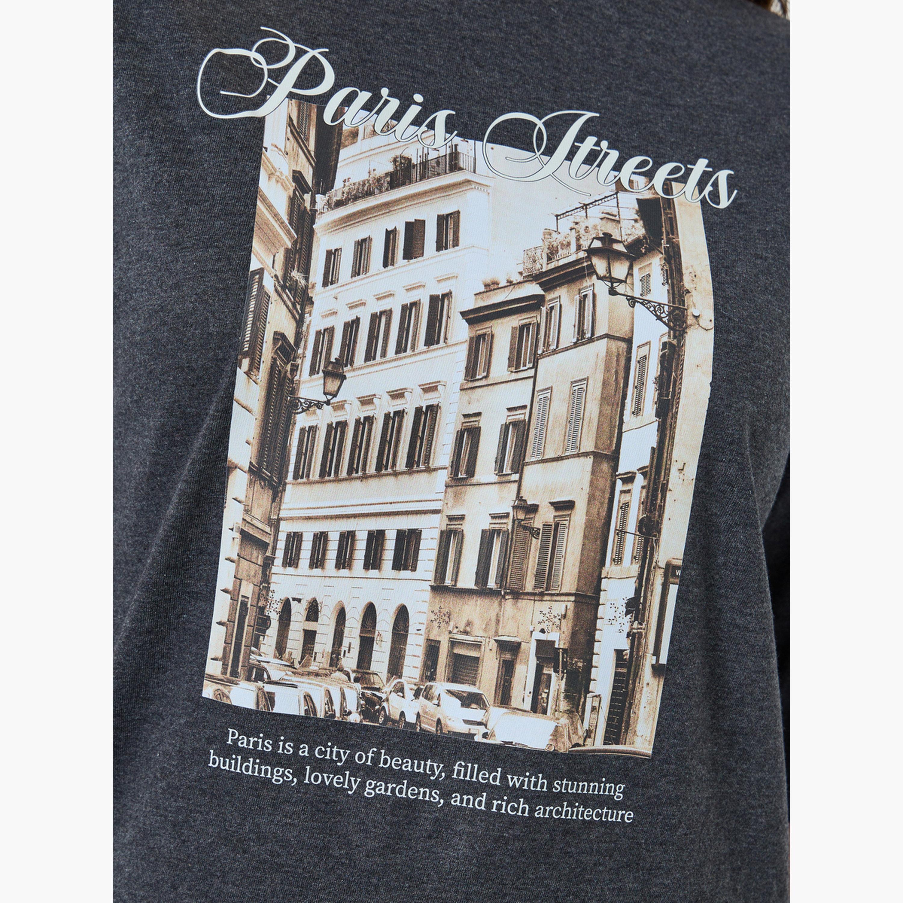 Styli Women Charcoal Paris Graphic Oversized T-Shirt-women-clothing-tshirts-image-4