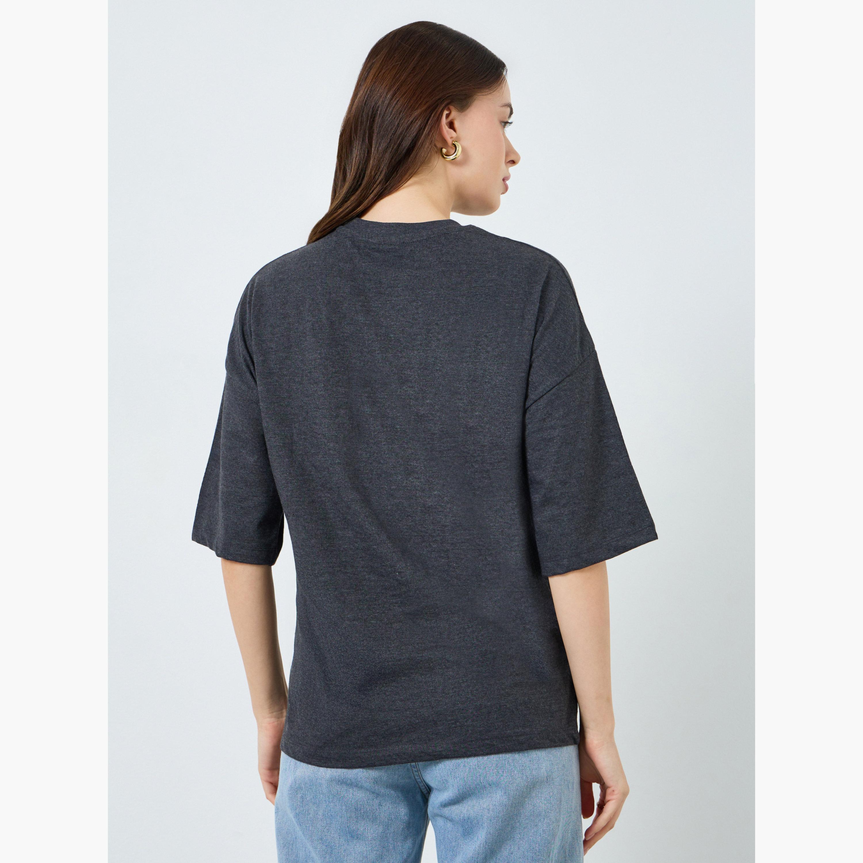 Styli Women Charcoal Paris Graphic Oversized T-Shirt-women-clothing-tshirts-image-5