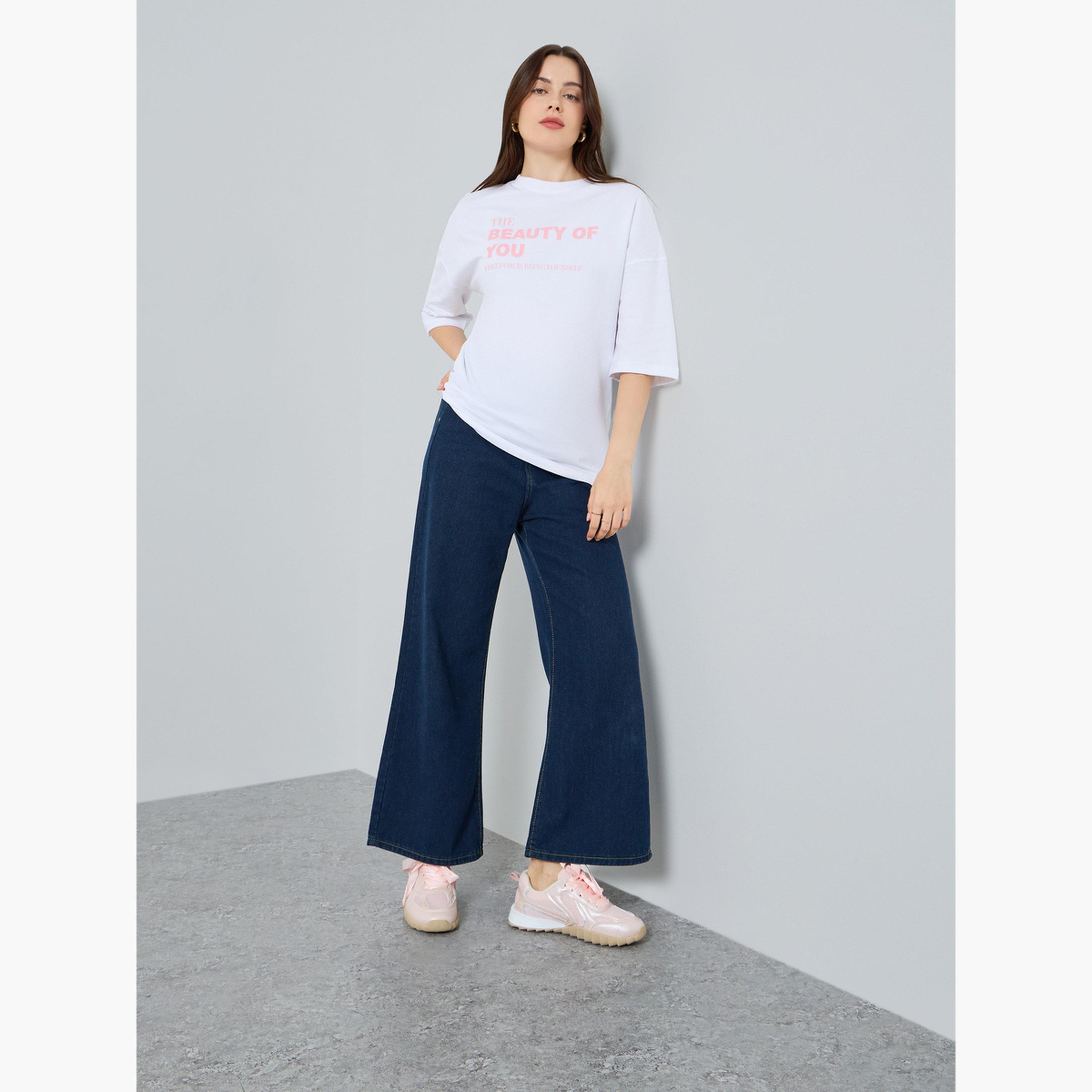 Styli Women White Slogan Print Oversized T-Shirt-women-clothing-tshirts-image-2