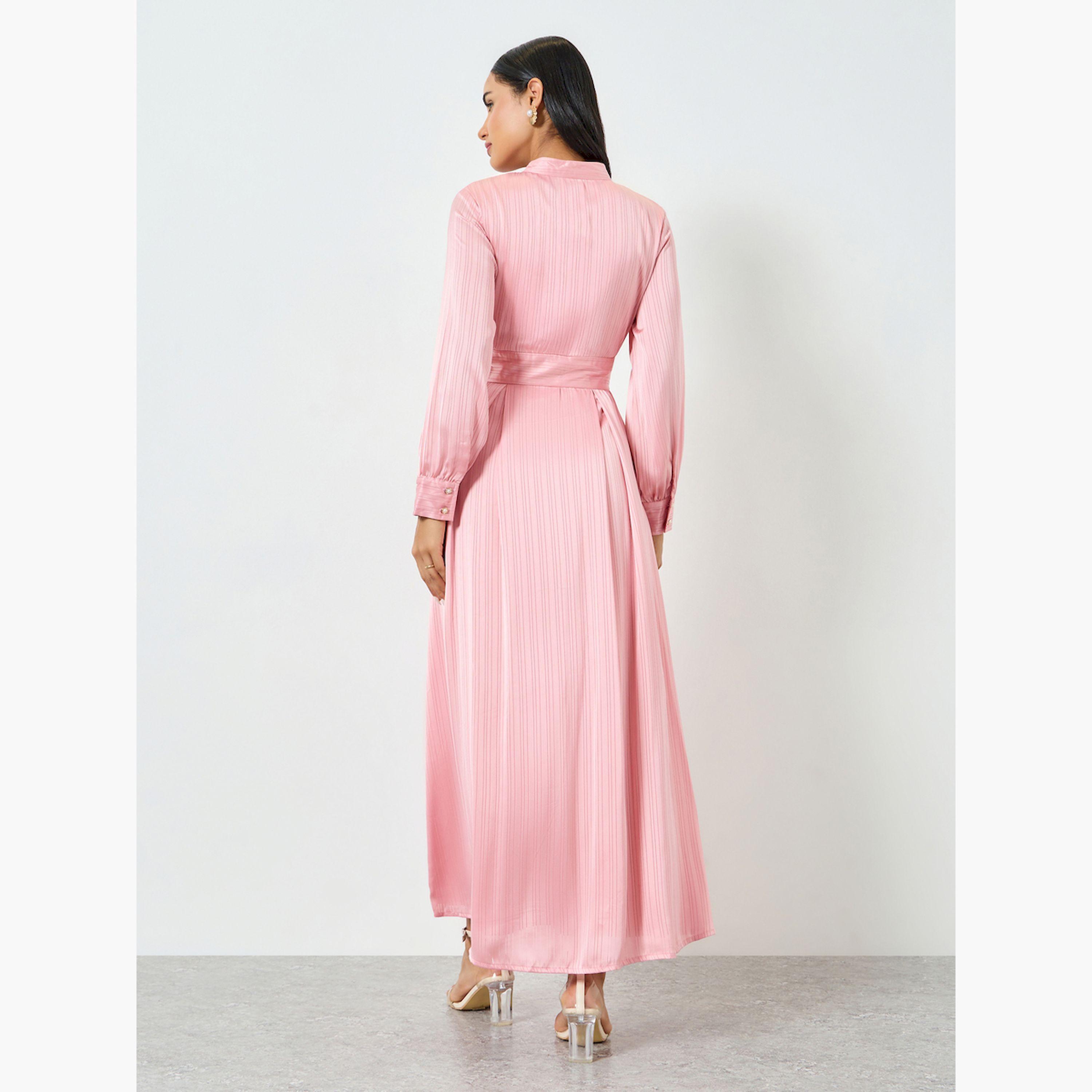 Styli Pink Long Sleeves Shirt Maxi Dress-women-clothing-dresses-image-5