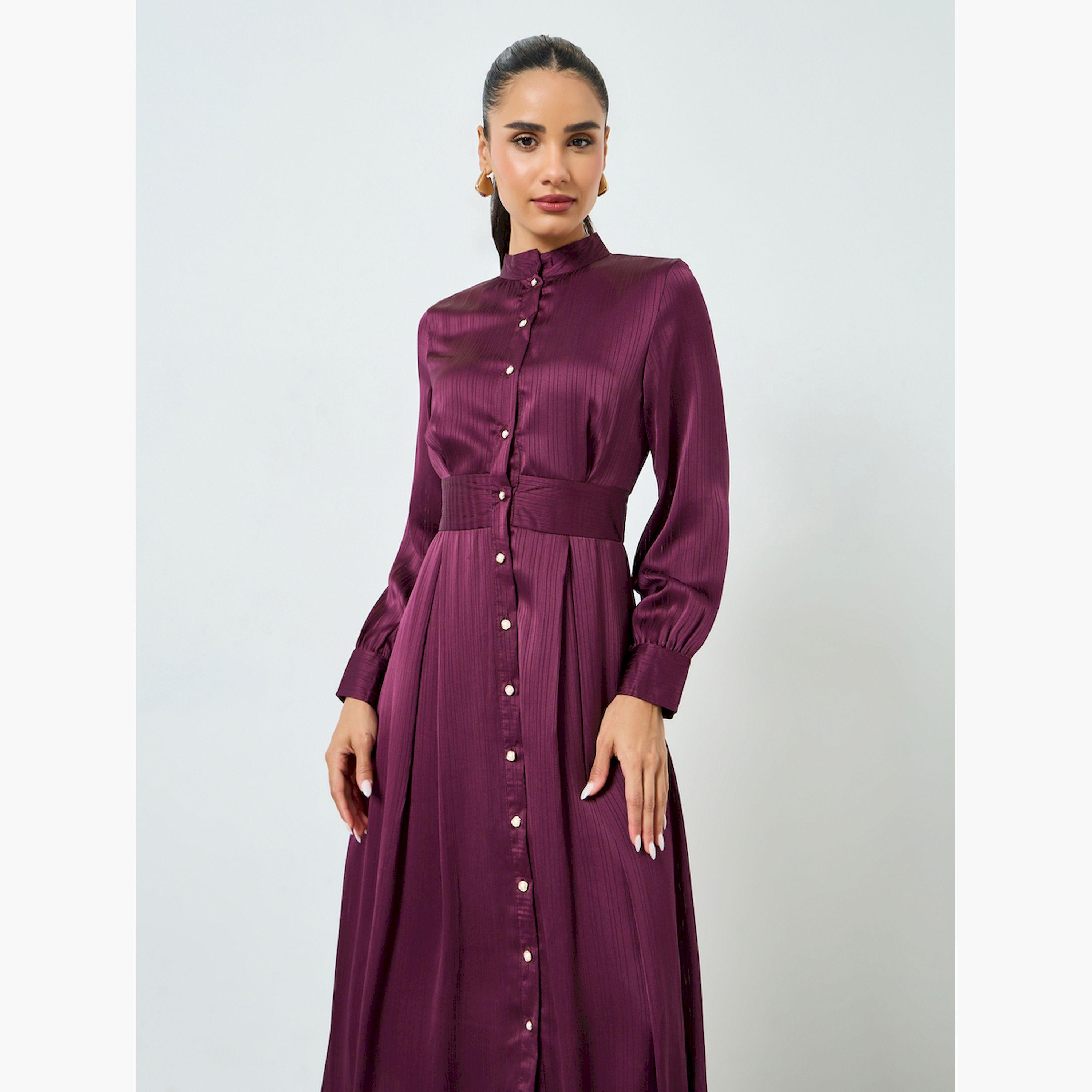 فستان طويل أرجواني بنمط قميص وأكمام طويلة-women-clothing-dresses-image-2