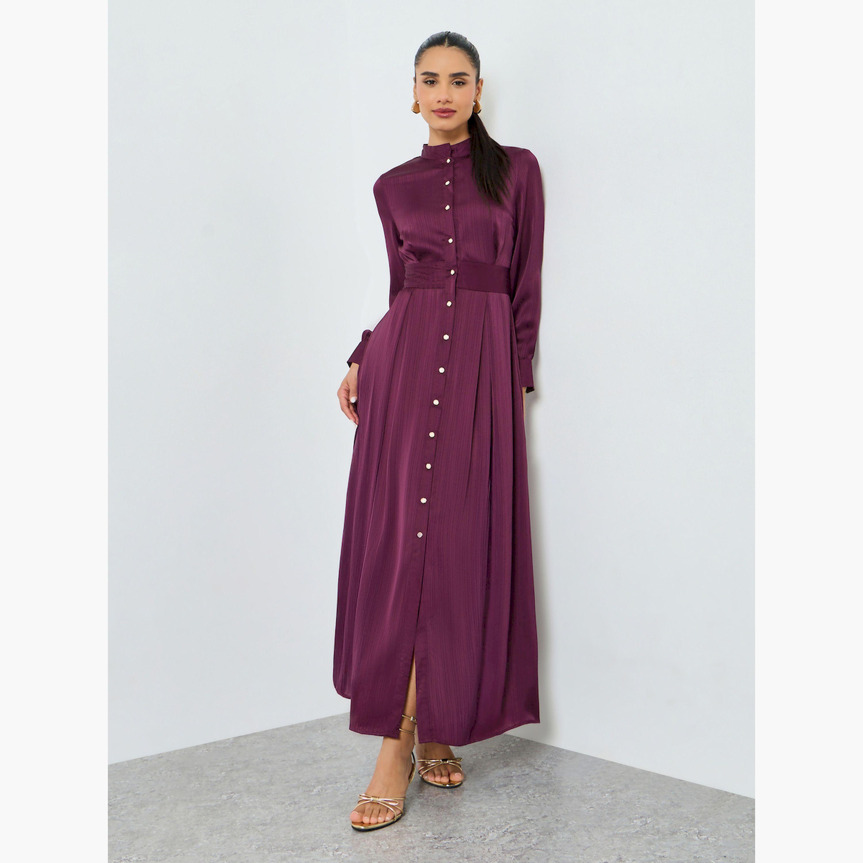 فستان طويل أرجواني بنمط قميص وأكمام طويلة-women-clothing-dresses-image-3