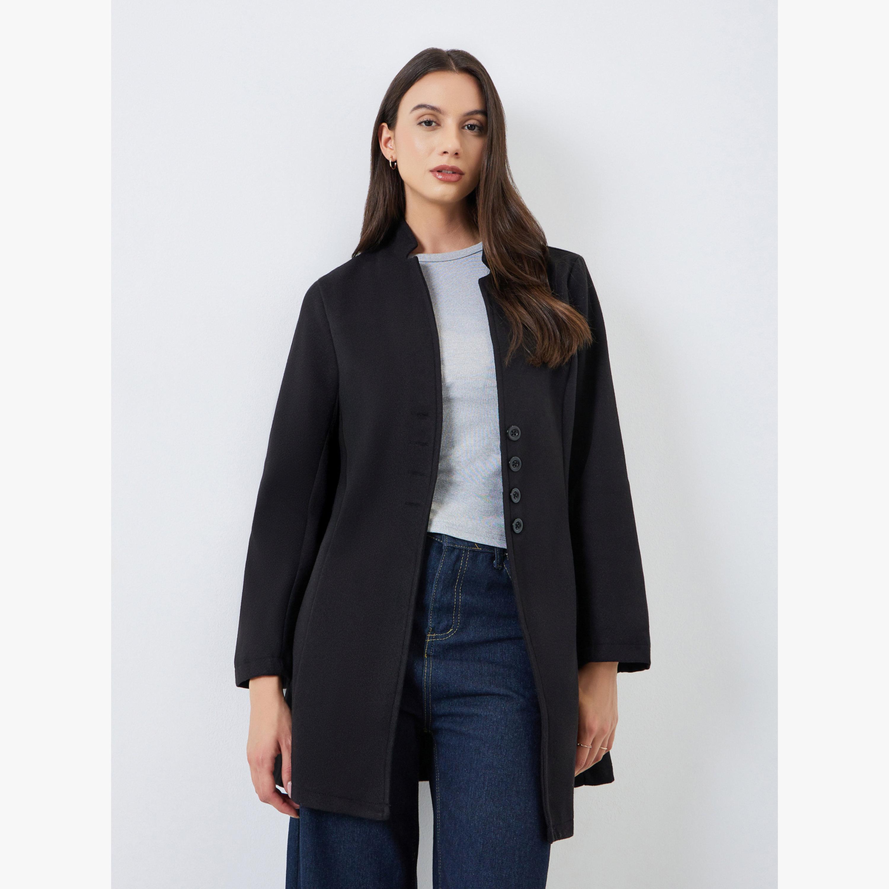 Take Two Women Solid Fitted Long Sleeve Jacket-women-clothing-coatsandjackets-coats-image-1