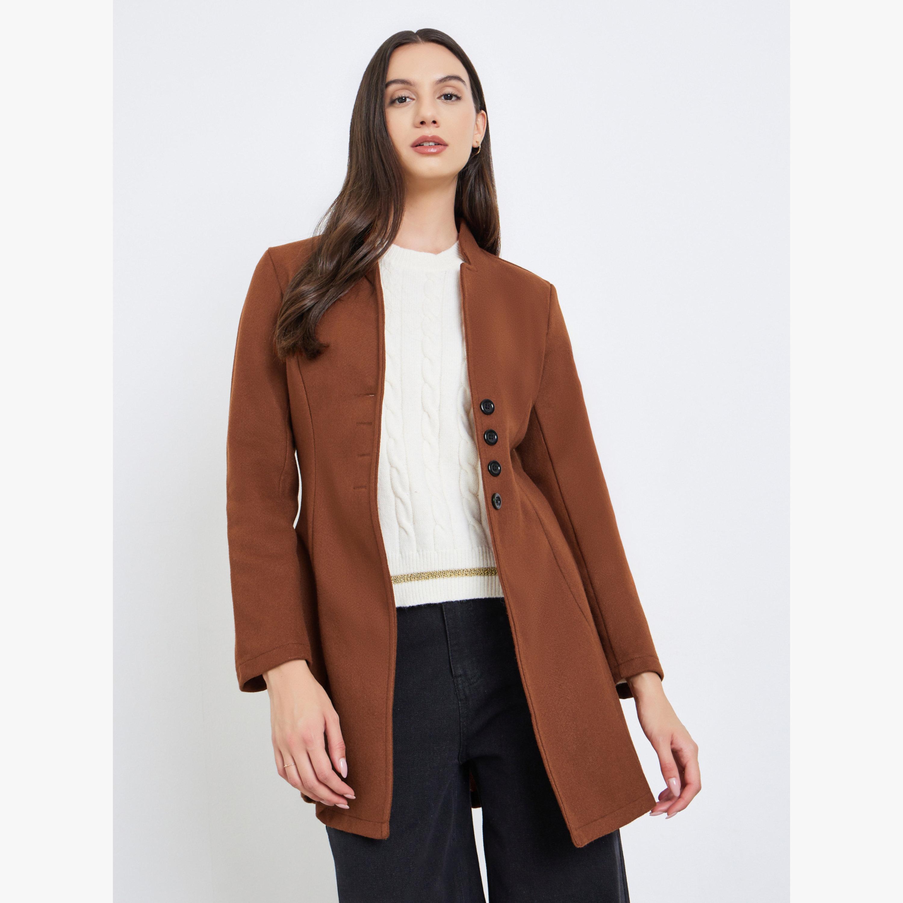جاكيت نسائي بني ضيق بأكمام طويلة-women-clothing-coatsandjackets-coats-image-5