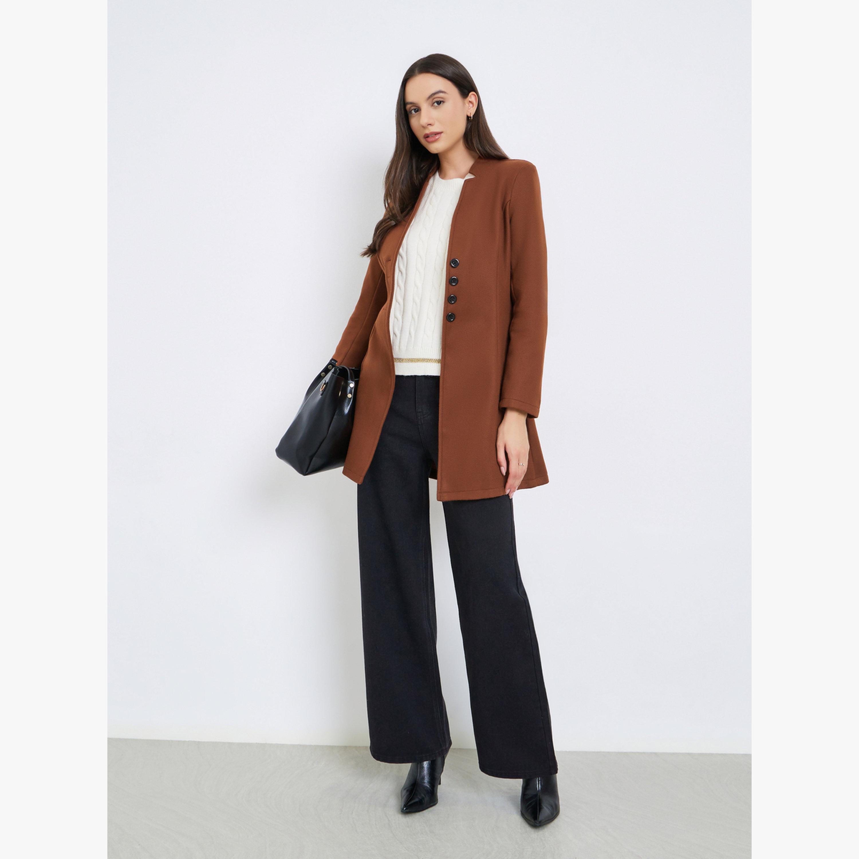 جاكيت نسائي بني ضيق بأكمام طويلة-women-clothing-coatsandjackets-coats-image-4