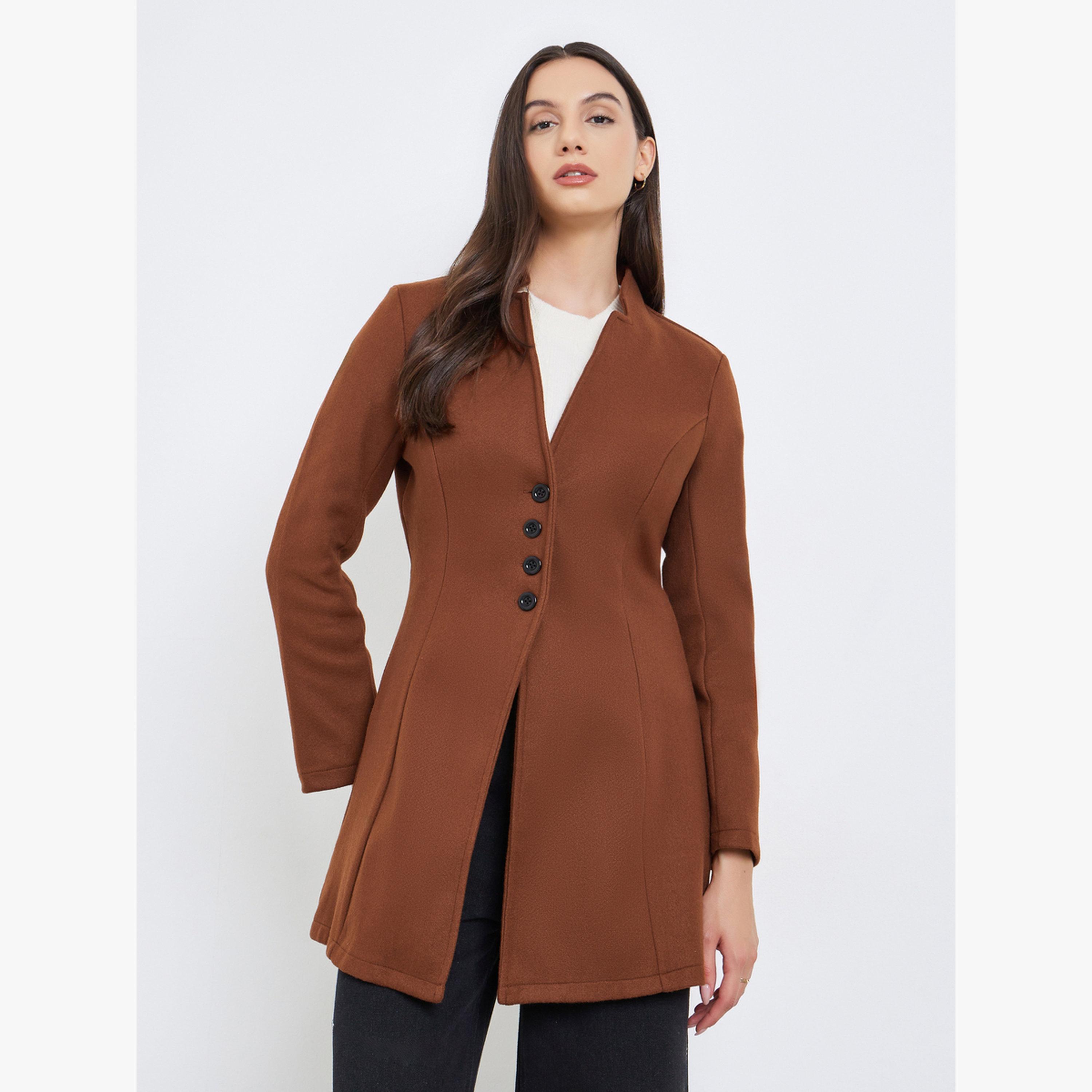 جاكيت نسائي بني ضيق بأكمام طويلة-women-clothing-coatsandjackets-coats-image-3