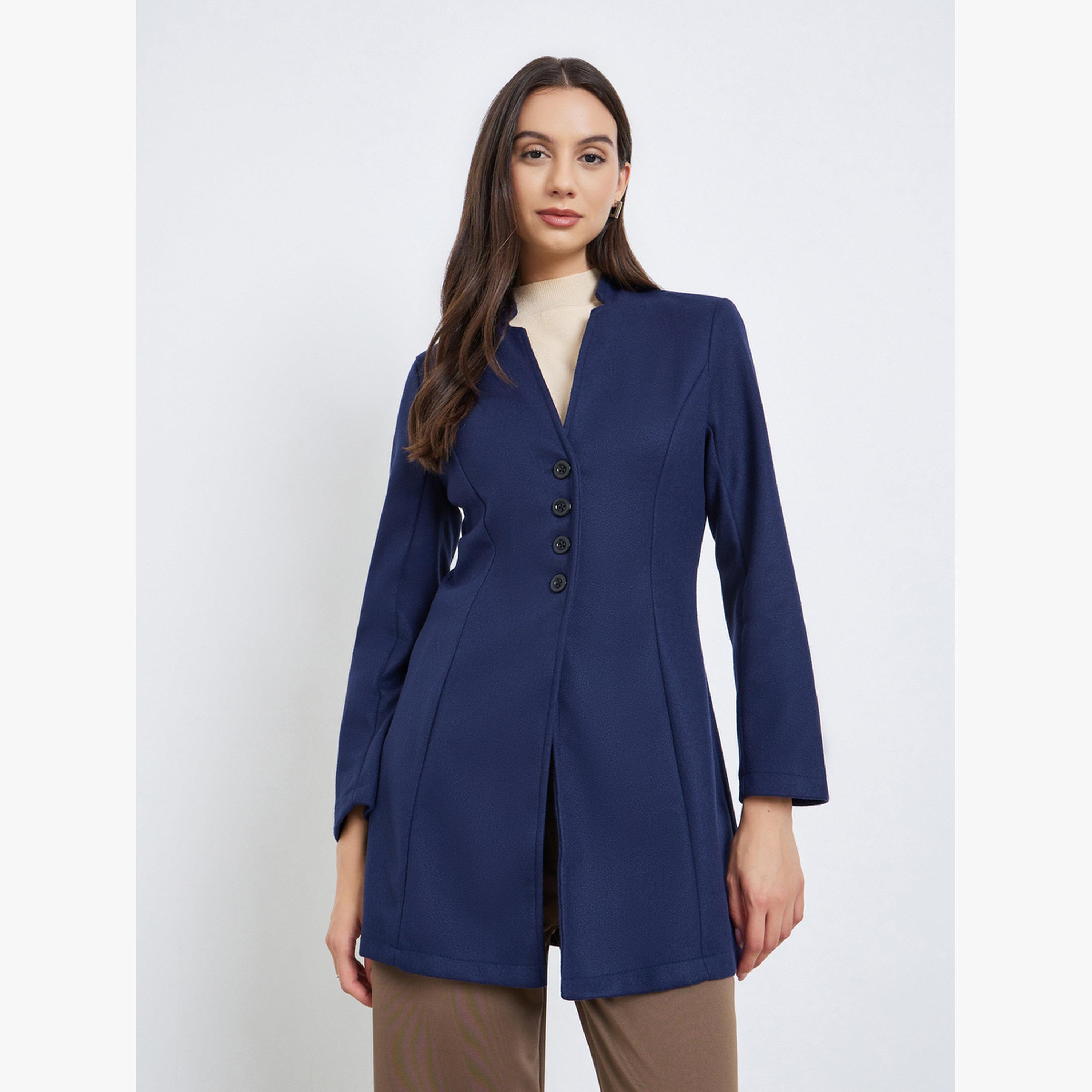 جاكيت نسائي كحلي ضيق بأكمام طويلة-women-clothing-coatsandjackets-coats-image-3