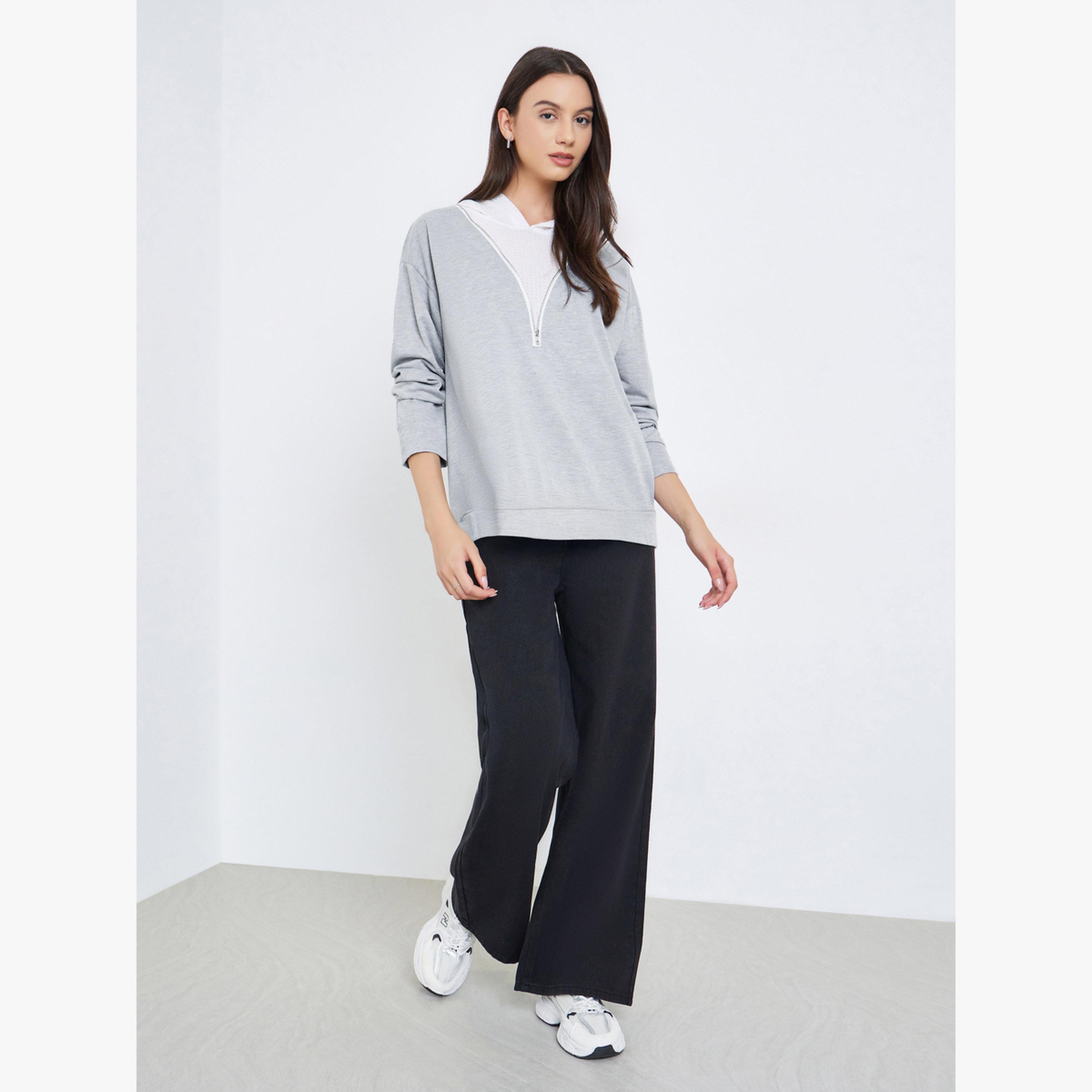 Take Two Grey Color Block Zip-Up Hoodie-women-clothing-hoodiesandsweatshirts-hoodies-image-2