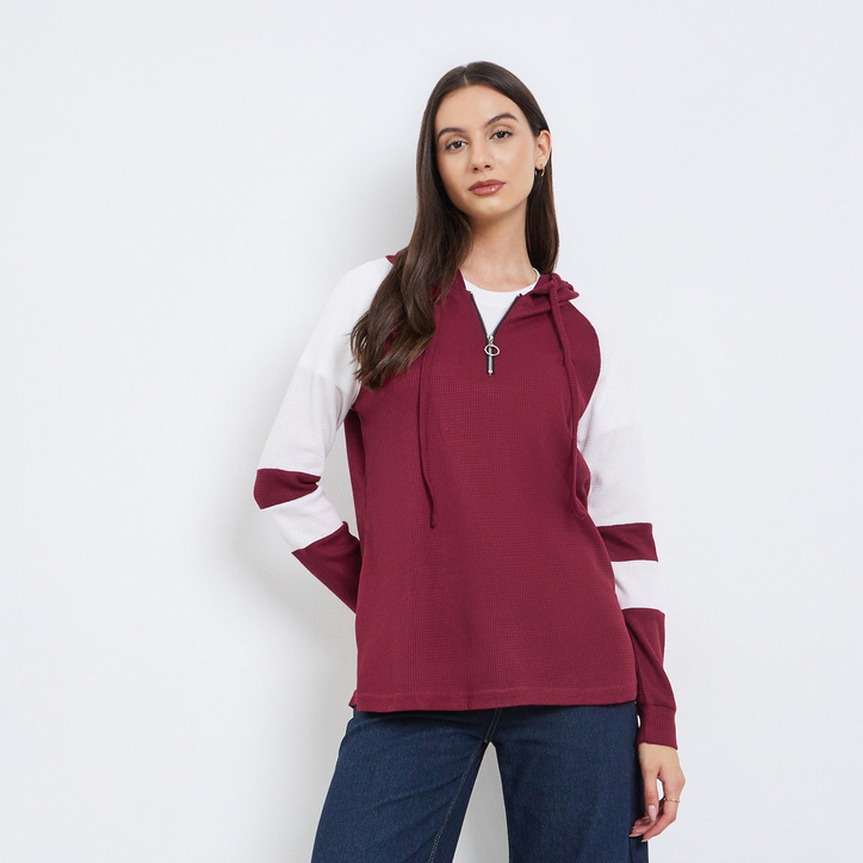 هودي خمري بأكمام ريجلان-women-clothing-hoodiesandsweatshirts-hoodies-image-1