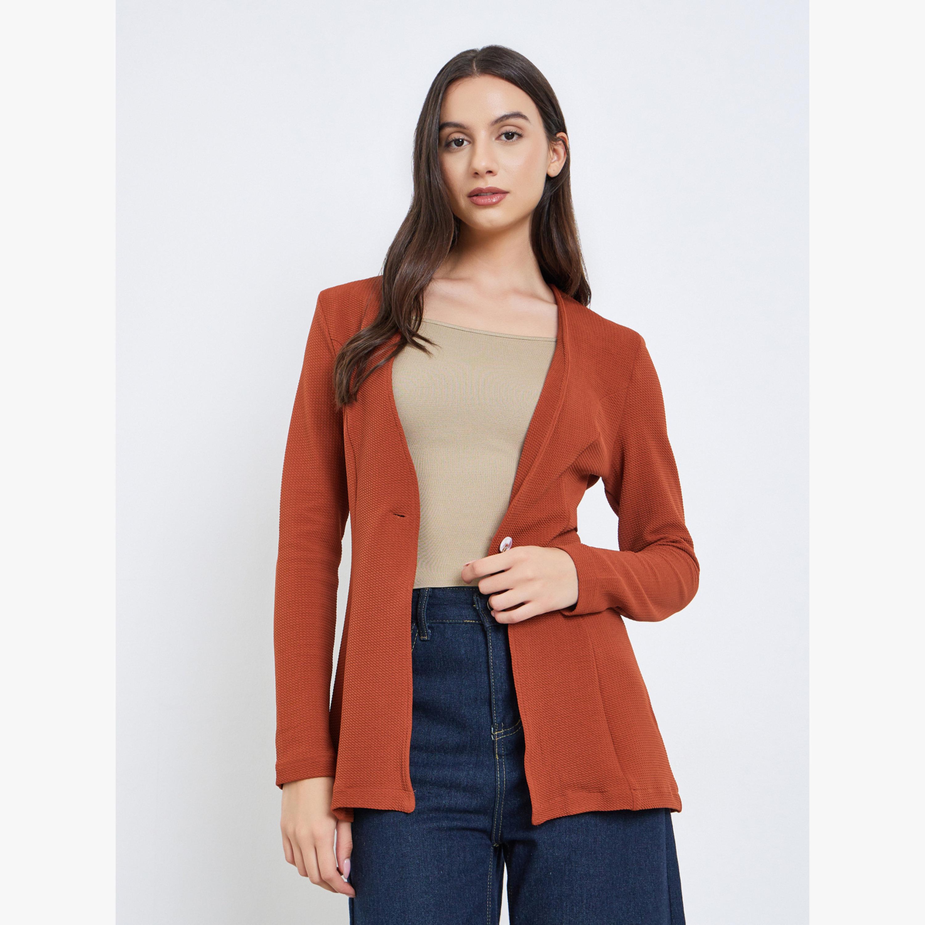 Take Two Rust Textured Fitted Blazer-women-clothing-coatsandjackets-blazers-image-3