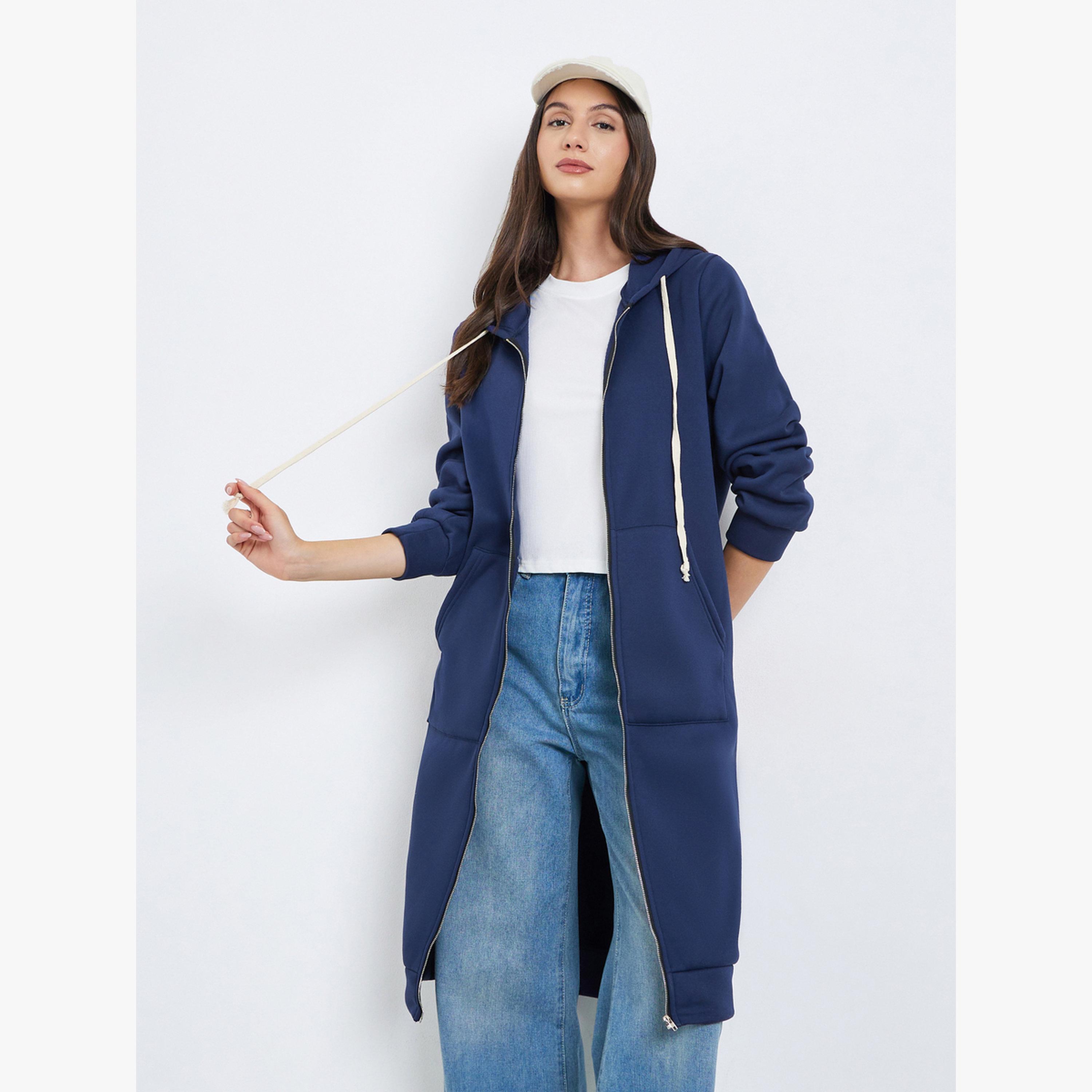 جاكيت هودي نسائي بسحاب سادة وجيوب-women-clothing-hoodiesandsweatshirts-hoodies-image-1