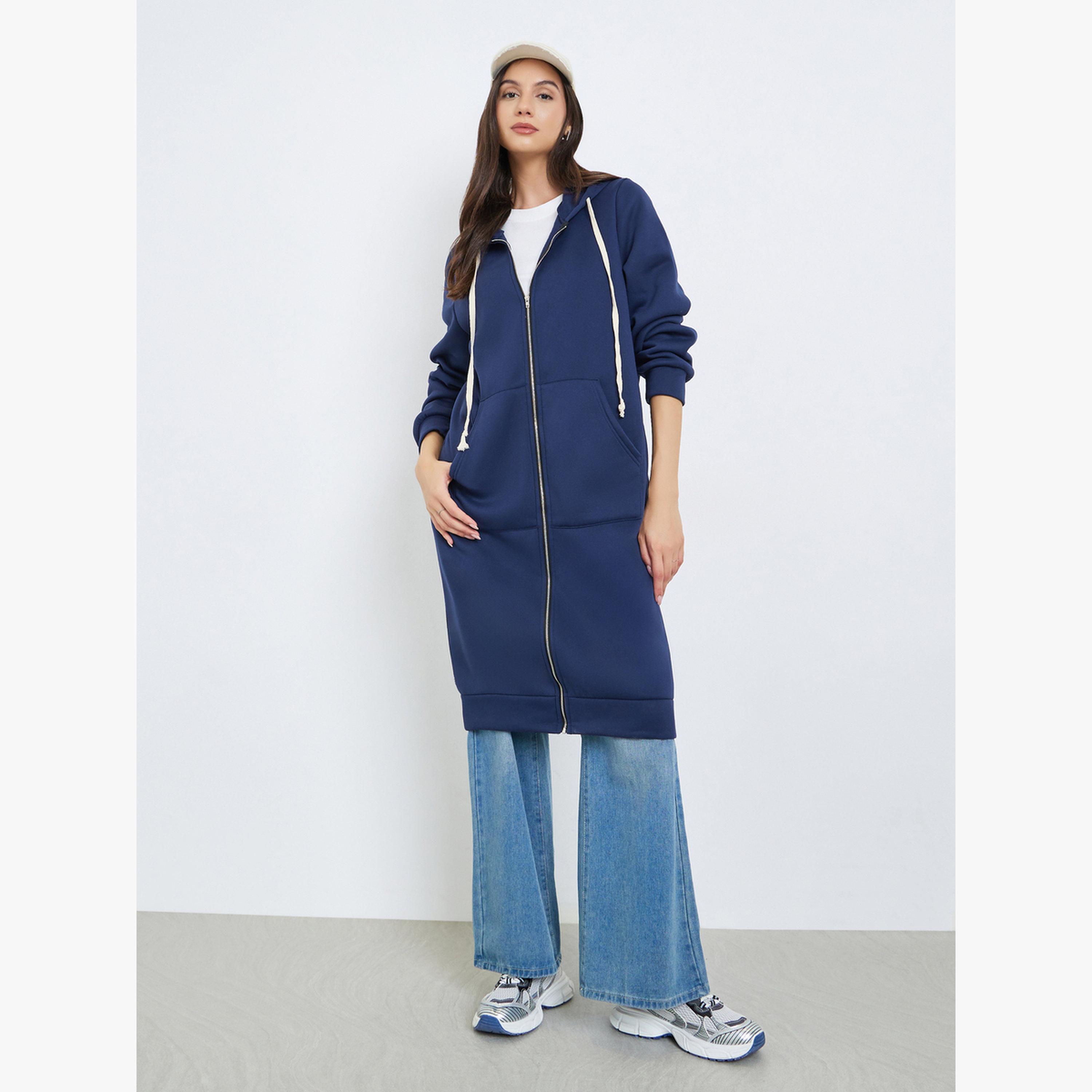 جاكيت هودي نسائي بسحاب سادة وجيوب-women-clothing-hoodiesandsweatshirts-hoodies-image-2