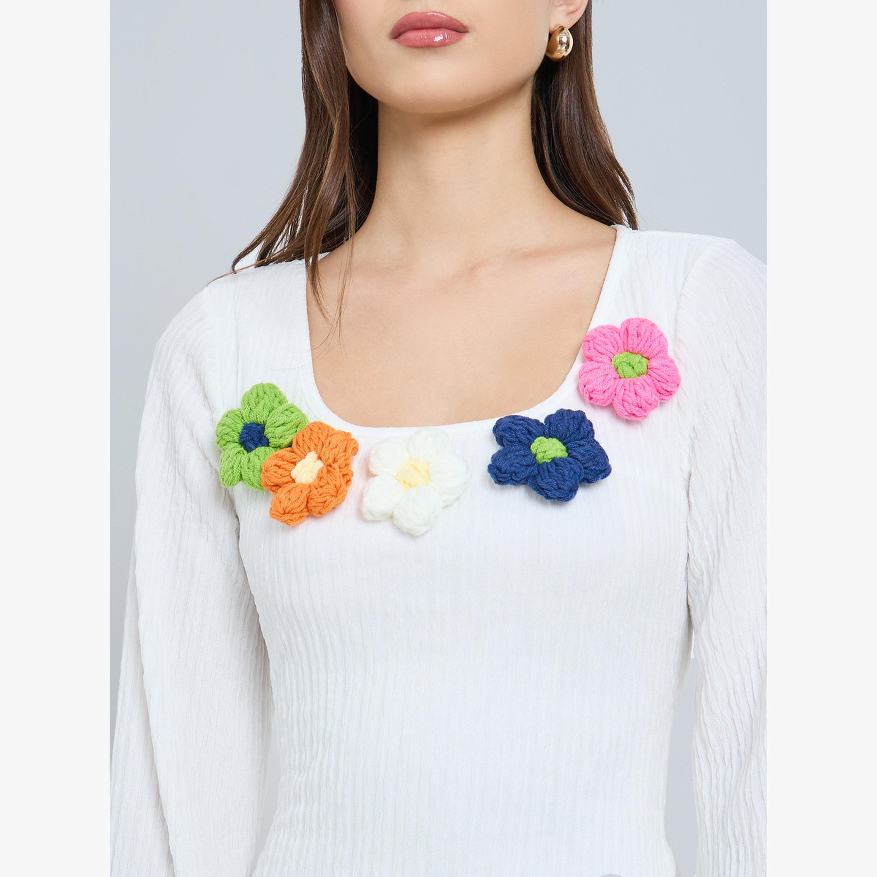 Take Two White Textured Flower Corsage Maxi Dress-women-clothing-dresses-image-4